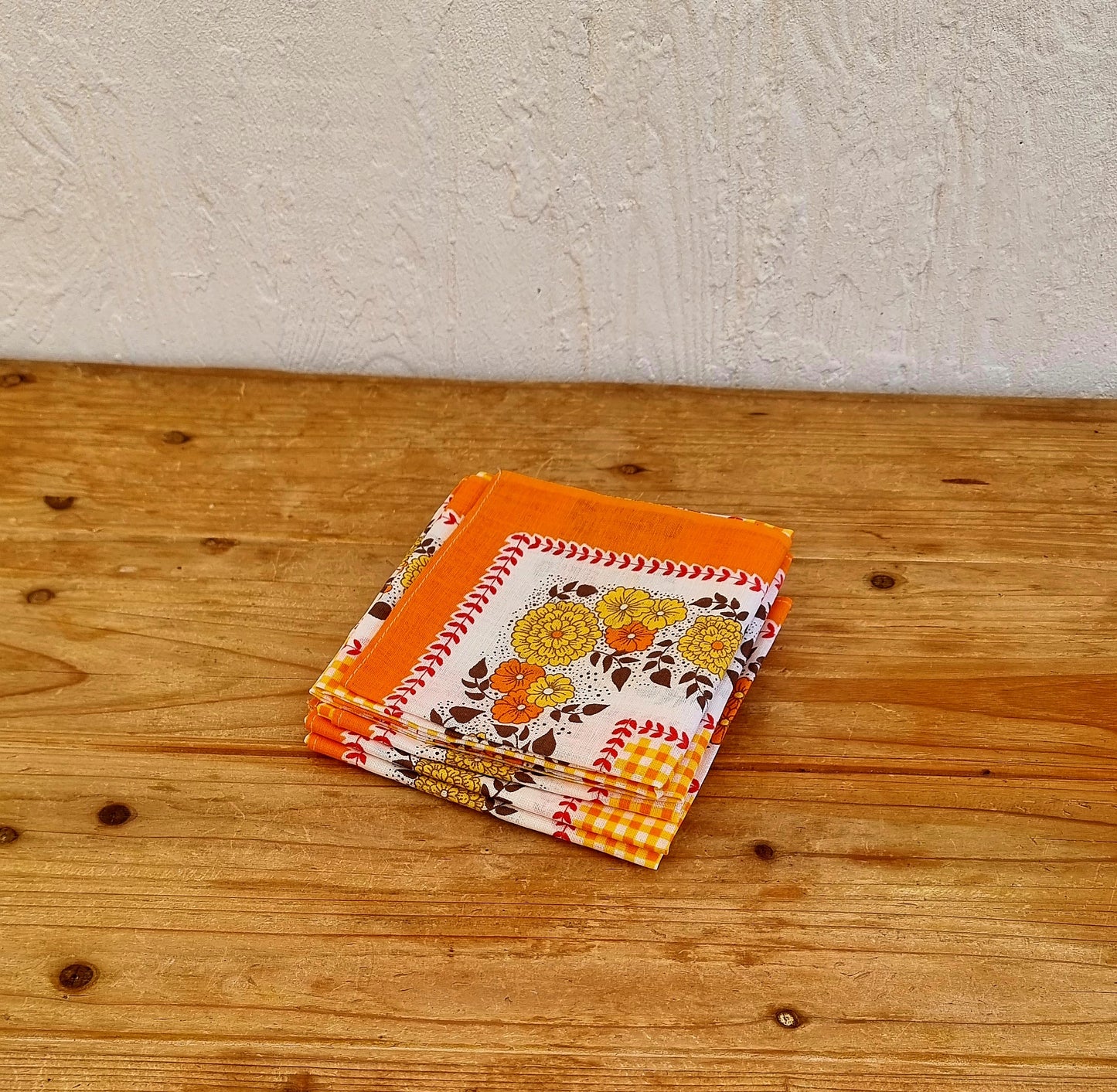 Lot de 5 serviettes de table seventies orange les kitscheries brocante en ligne