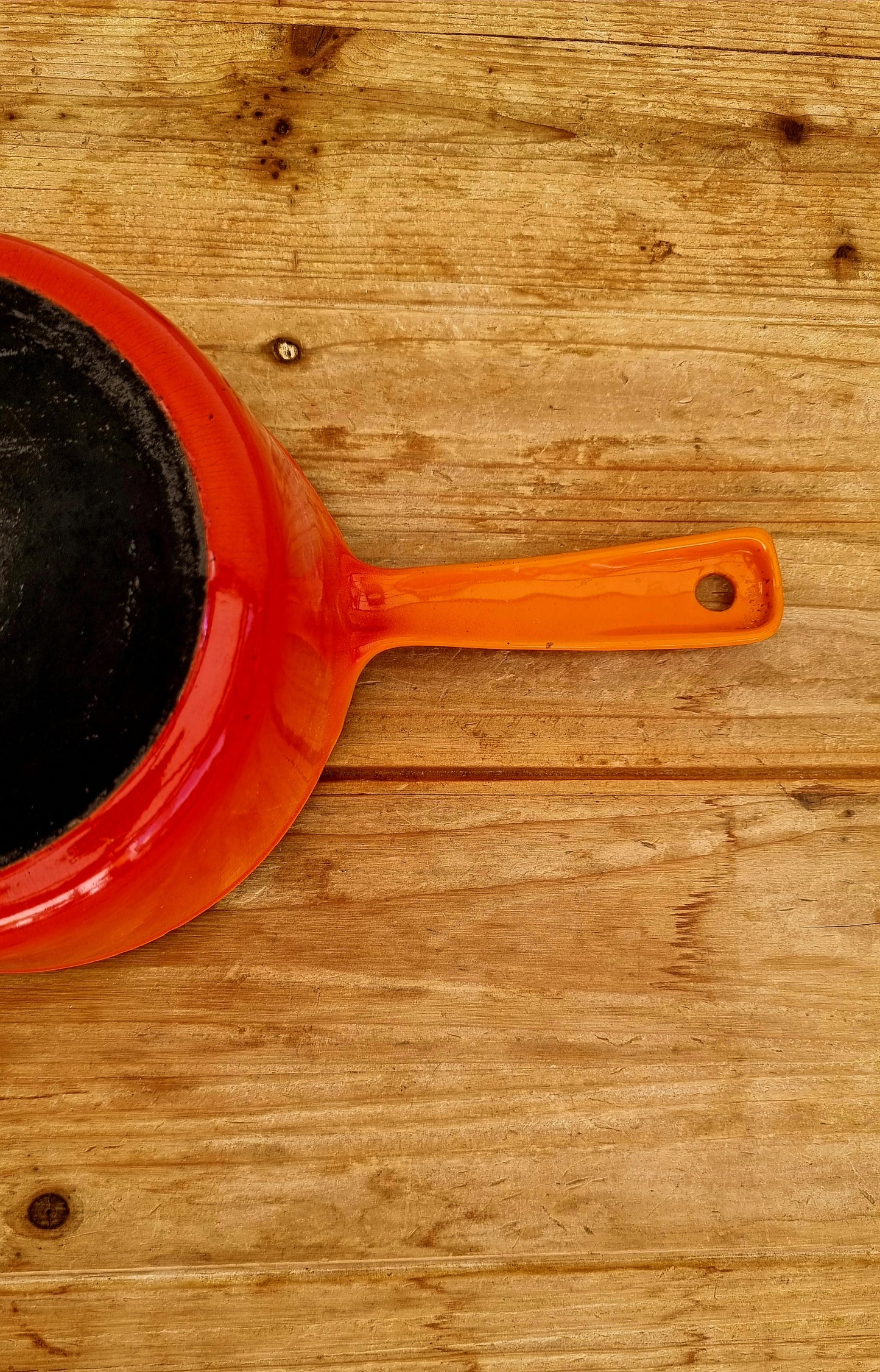Casserole en fonte orange Cuisine Royale n°18 les kitscheries brocante en ligne