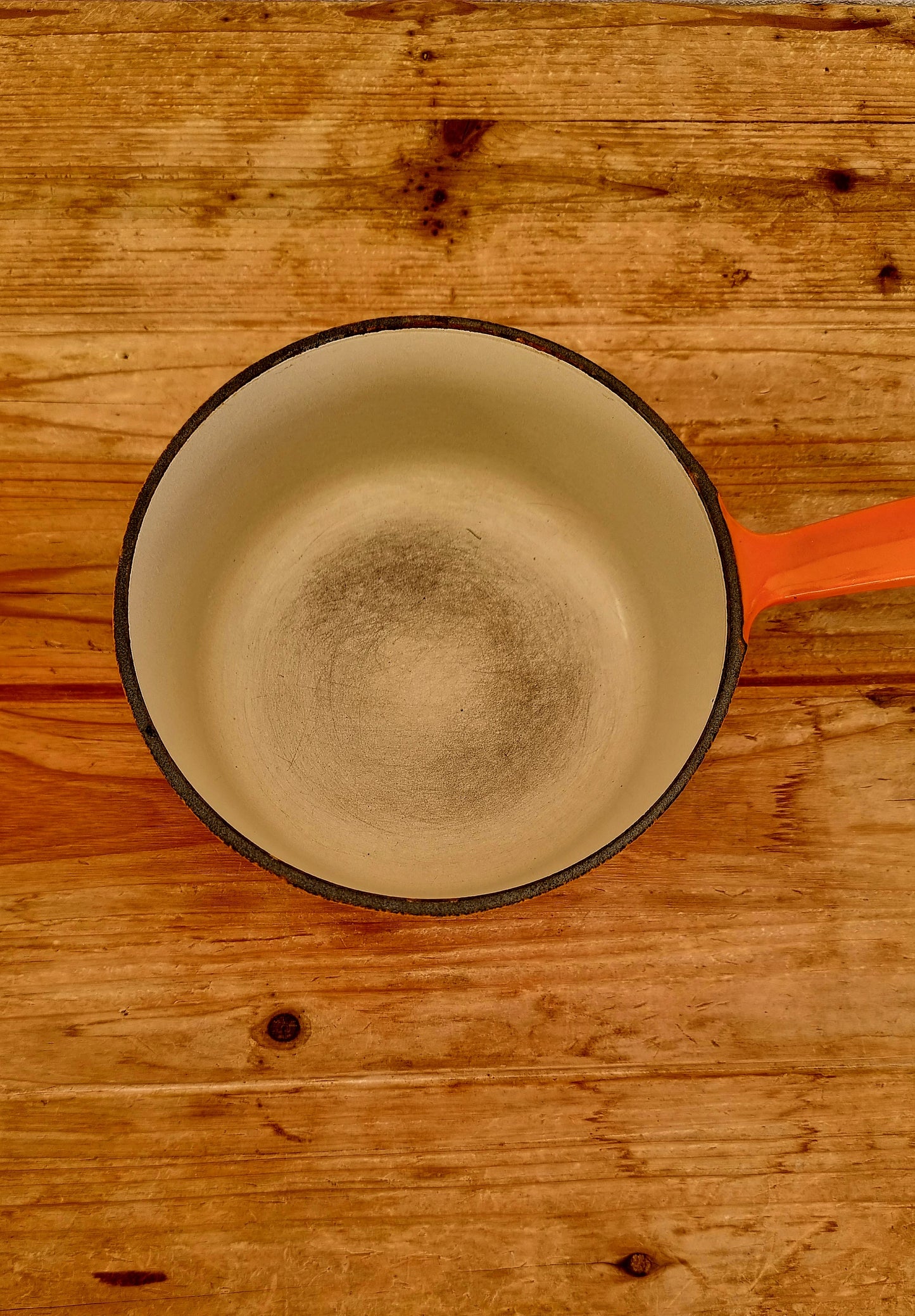 Casserole en fonte orange Cuisine Royale n°18 les kitscheries brocante en ligne