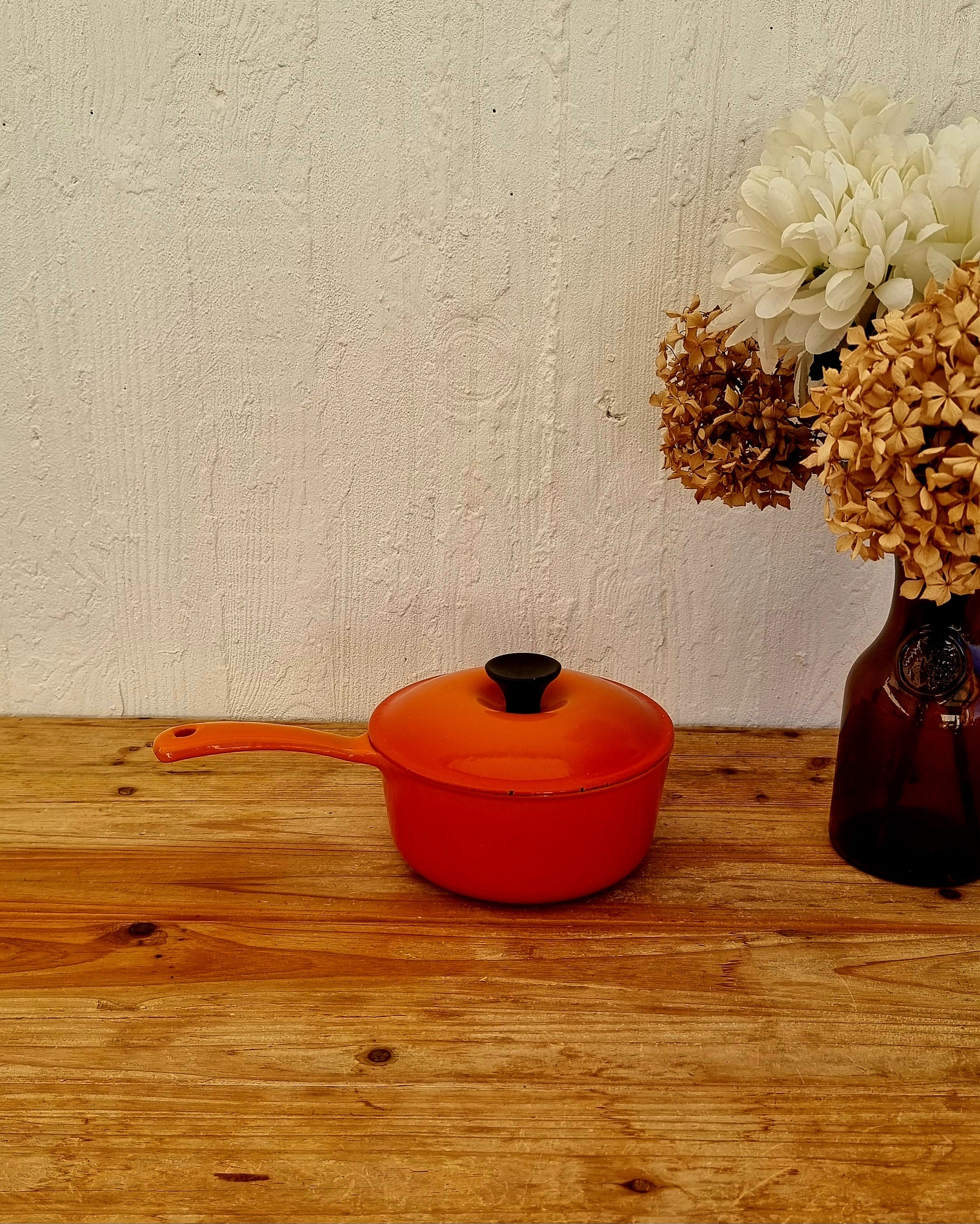 Casserole Ancienne Le Creuset - Marmite En Fonte Rouge, 18 Cm, Fabrication Française, Rétro