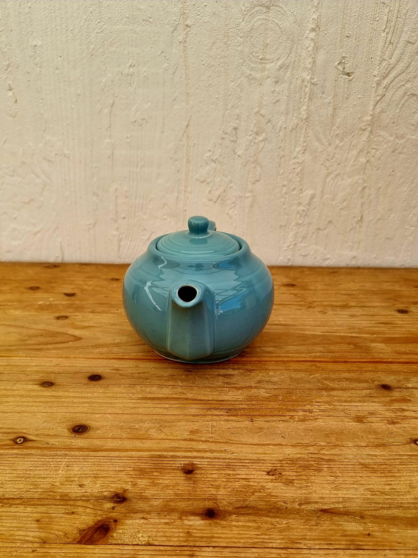 Théière en céramique bleue 60's les kitscheries brocante en ligne