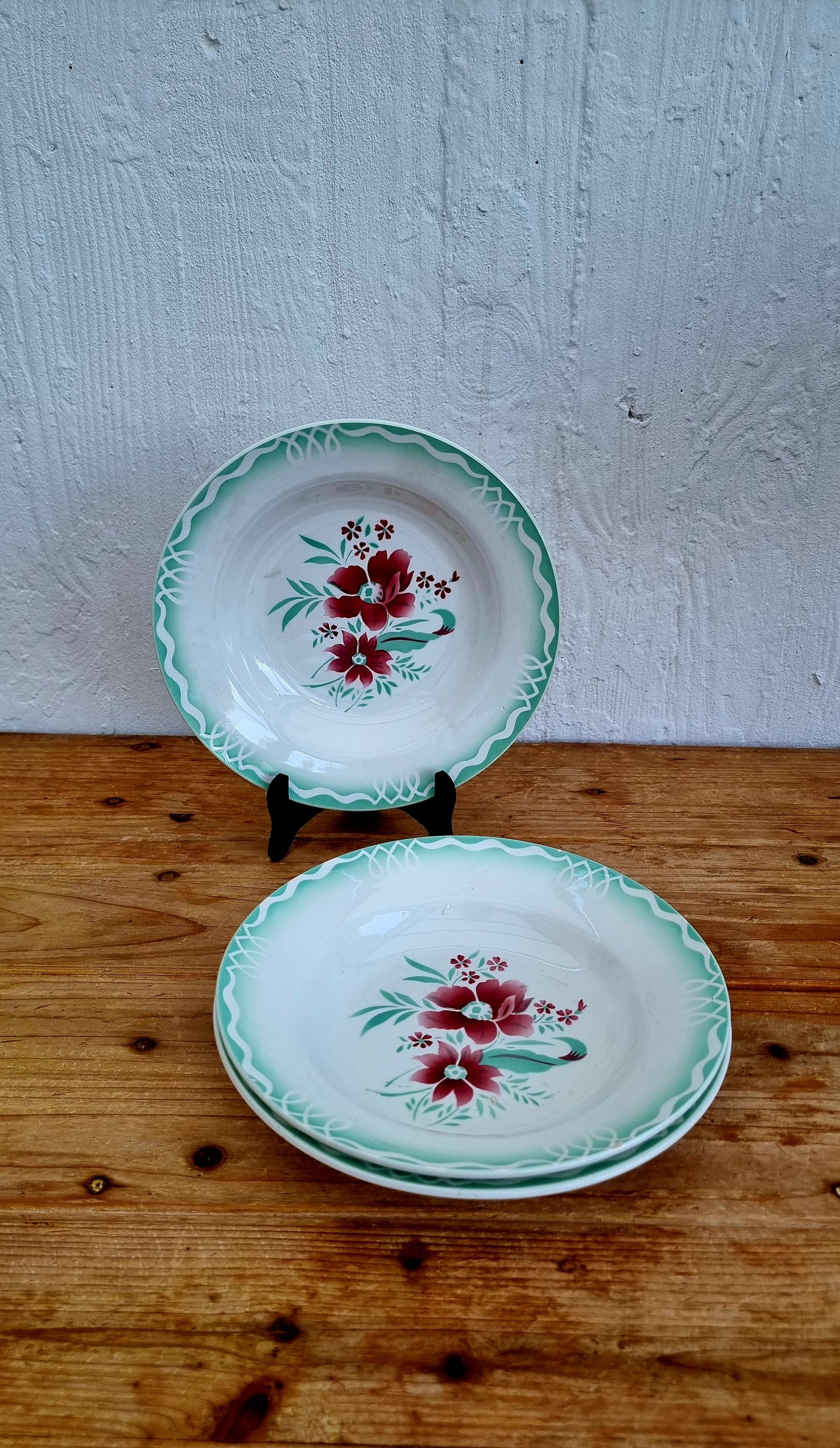 Lot de 3 assiettes creuses Digoin Sarreguemines modèle Mignon les kitscheries brocante en ligne