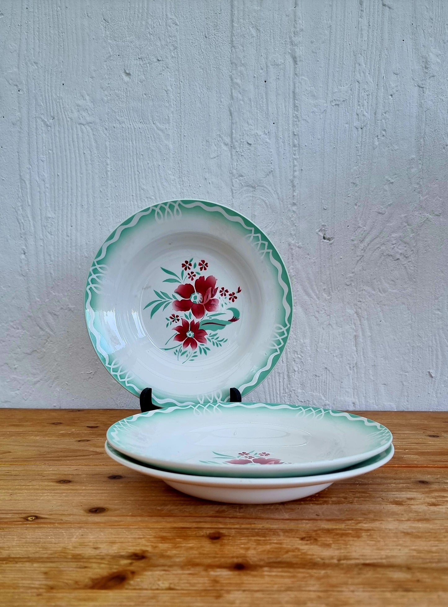 Lot de 3 assiettes creuses Digoin Sarreguemines modèle Mignon les kitscheries brocante en ligne