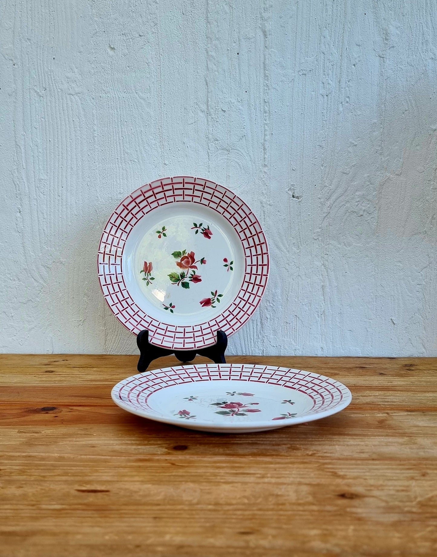 2 assiettes plates Digoin Sarreguemines modèle Rosa les kitscheries brocante en ligne