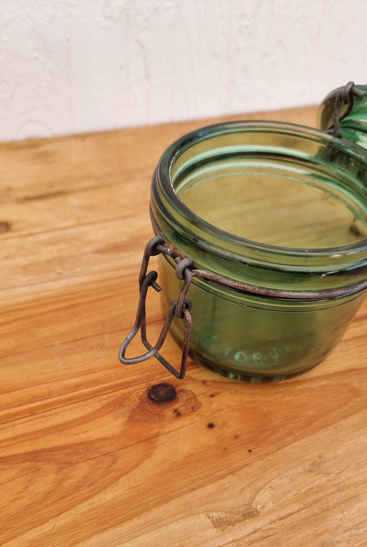 Bocal en verre L'idéale vintage vert les kitscheries brocante en ligne