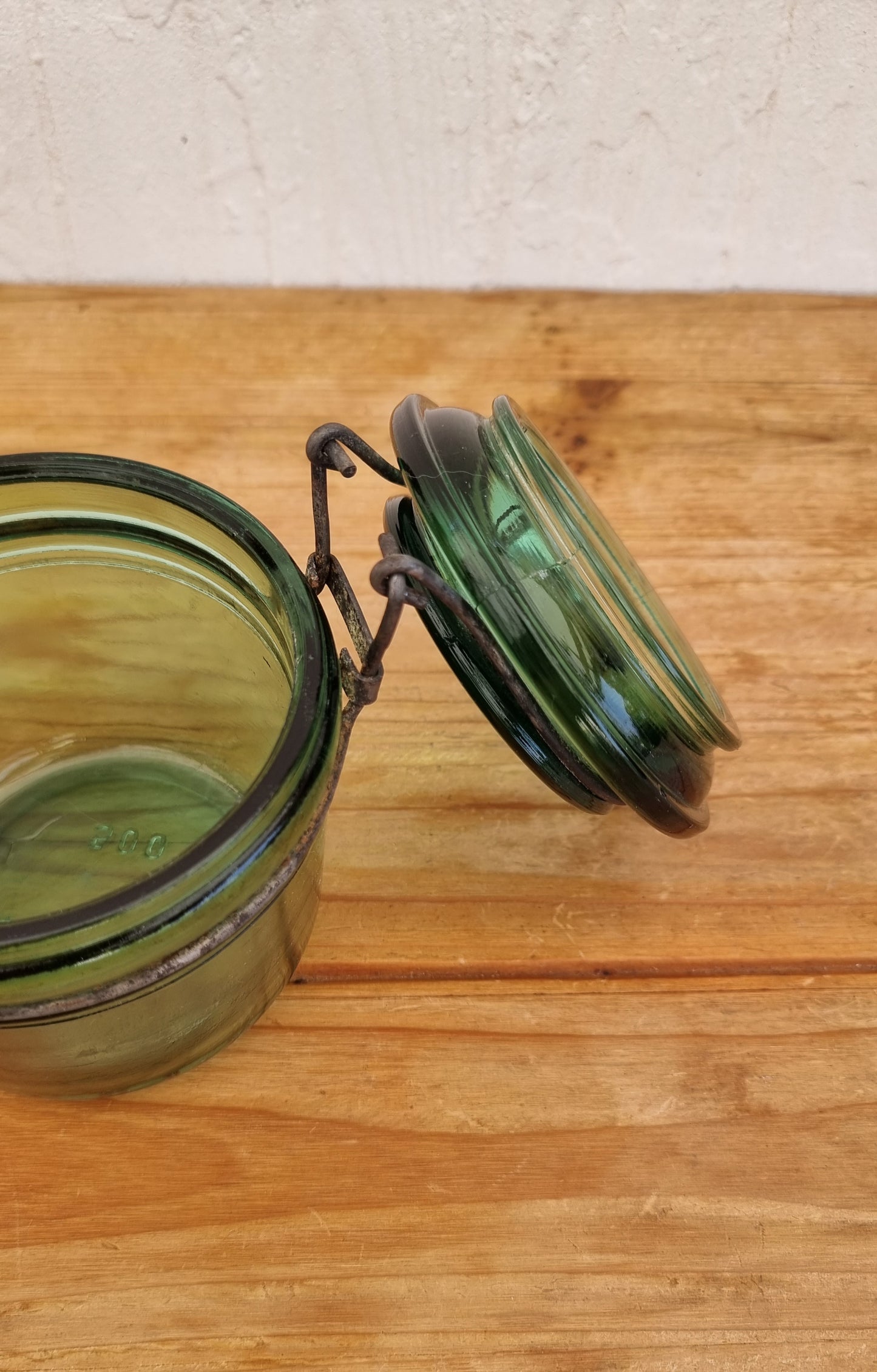 Bocal en verre L'idéale vintage vert les kitscheries brocante en ligne