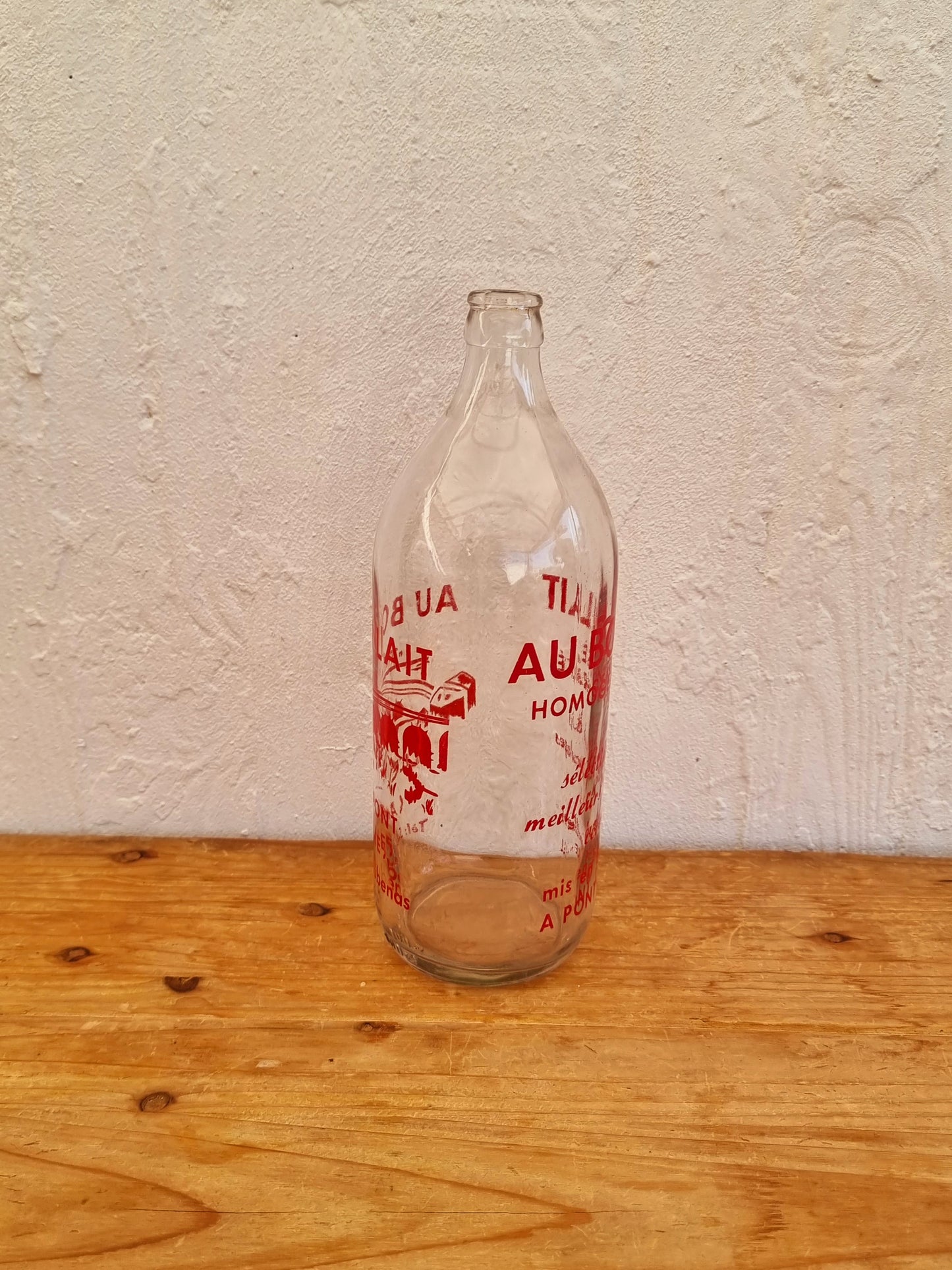 Ancienne bouteille "Au bon lait" verre les kitscheries brocante en ligne