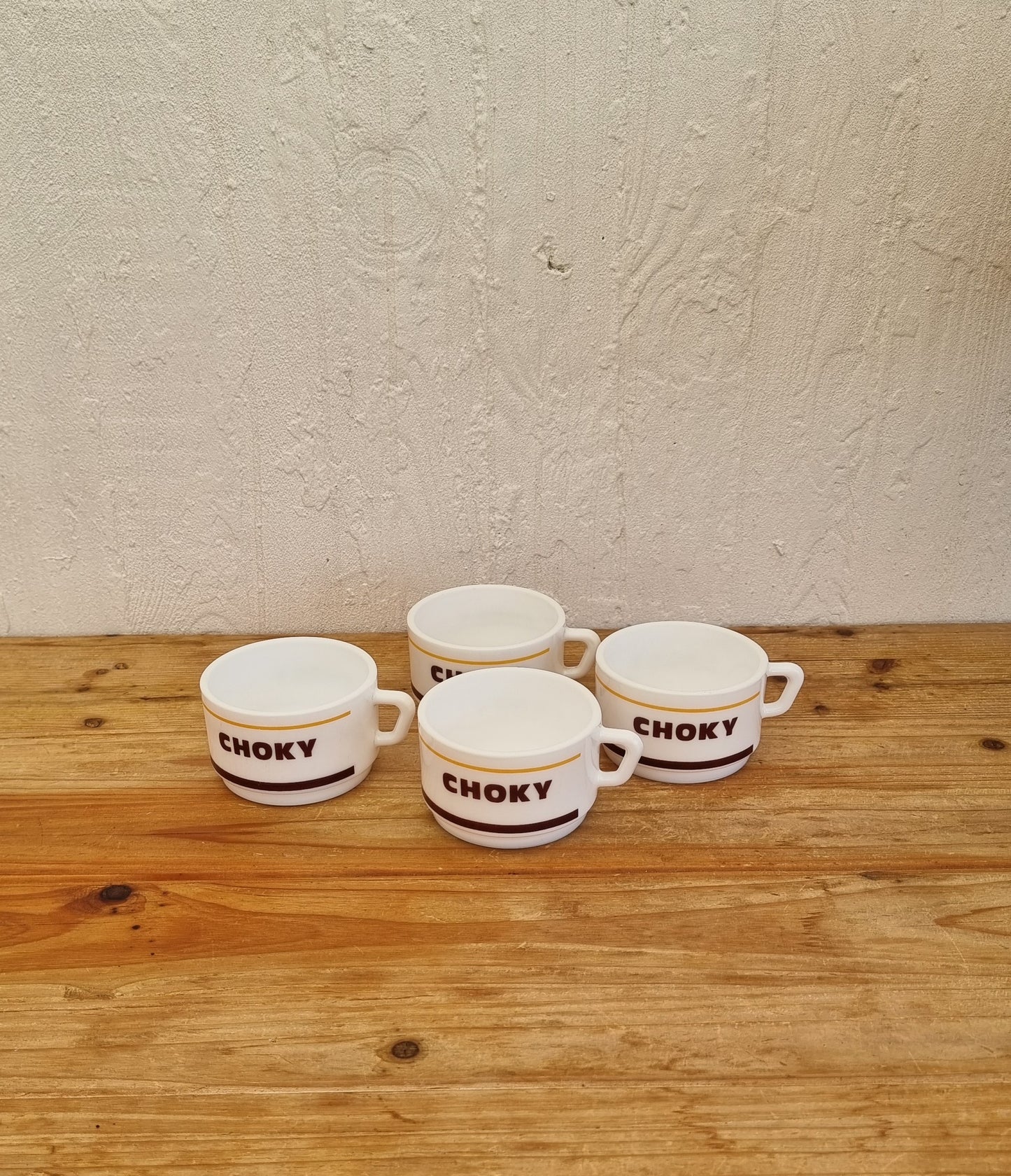 Lot de 4 tasses Choky les kitscheries brocante en ligne