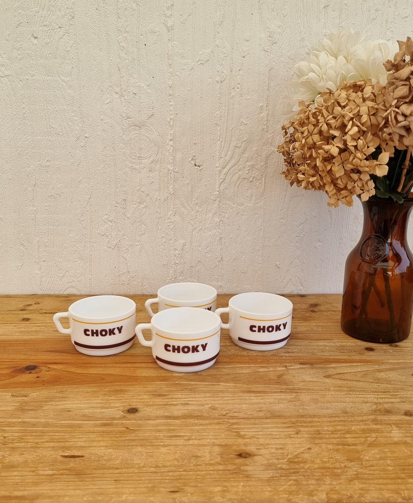 Lot de 4 tasses Choky les kitscheries brocante en ligne