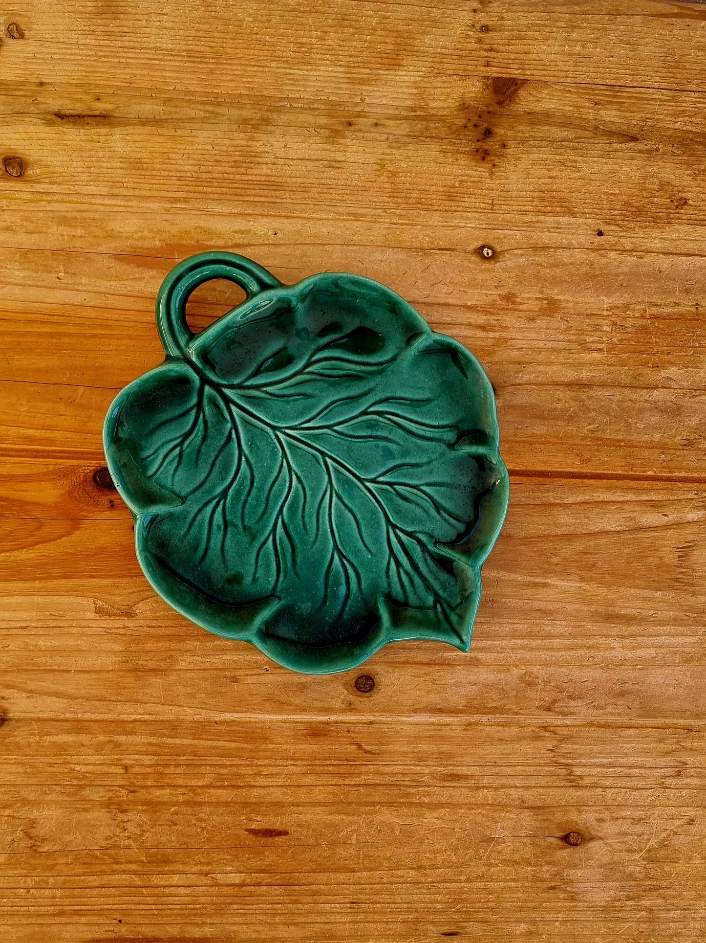 Dessous de plat forme feuille vintage vert les kitscheries brocante en ligne