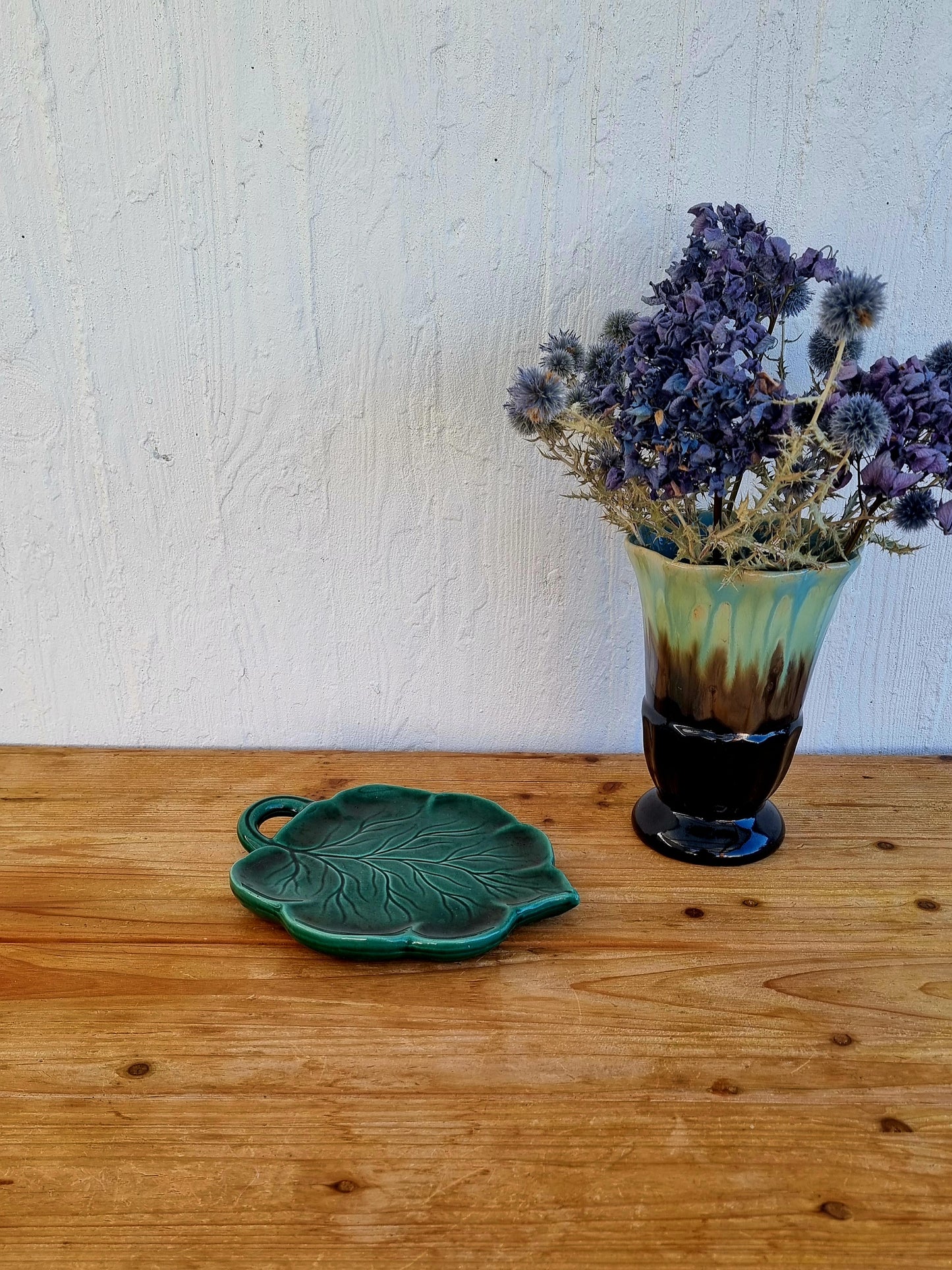 Dessous de plat forme feuille vintage vert les kitscheries brocante en ligne