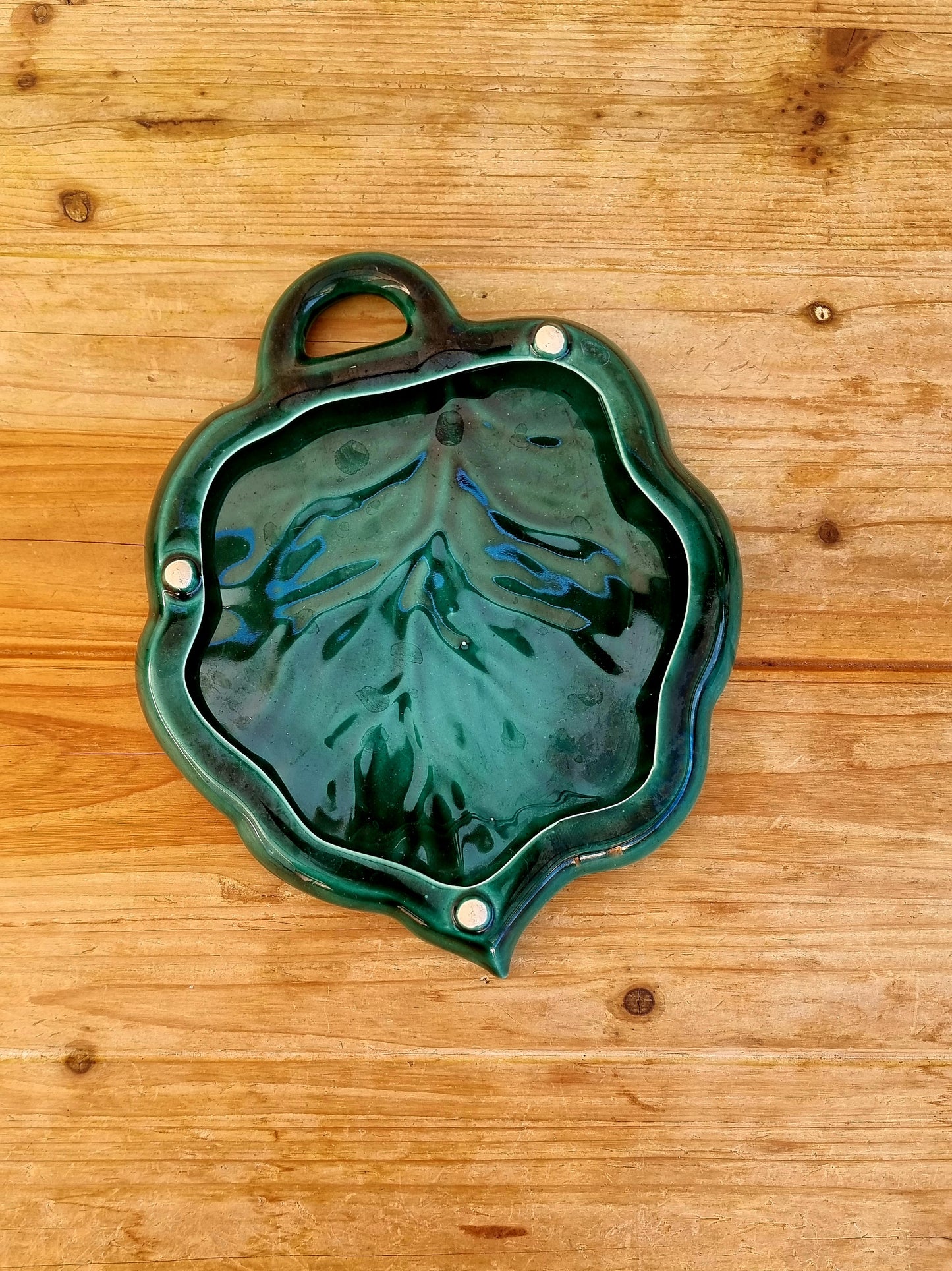 Dessous de plat forme feuille vintage vert les kitscheries brocante en ligne