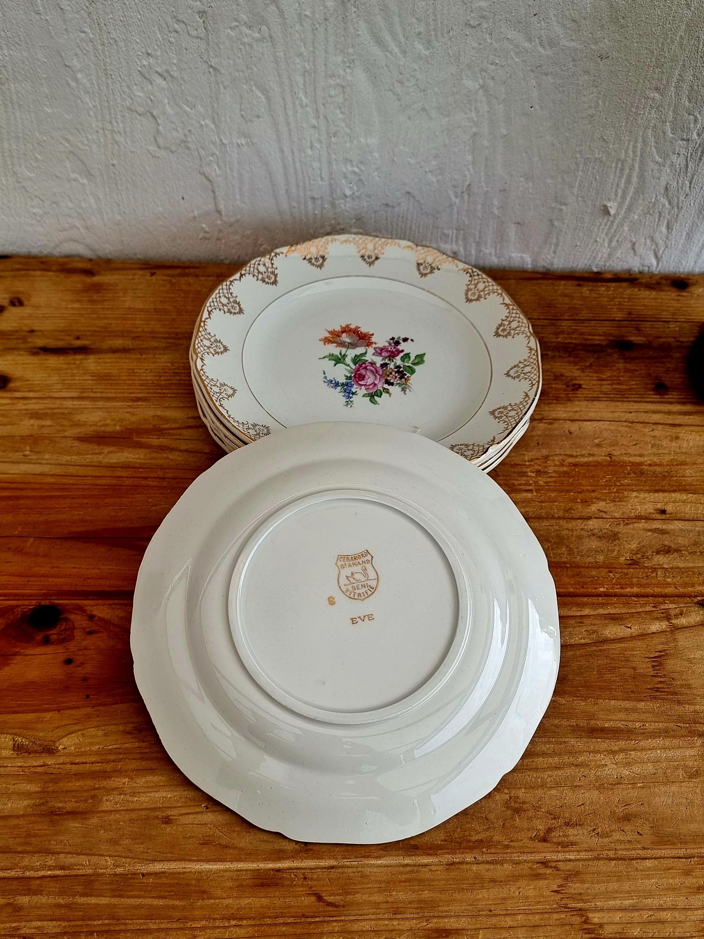 Lot de 6 assiettes Céranord Saint Amand modèle Eve les kitscheries brocante en ligne