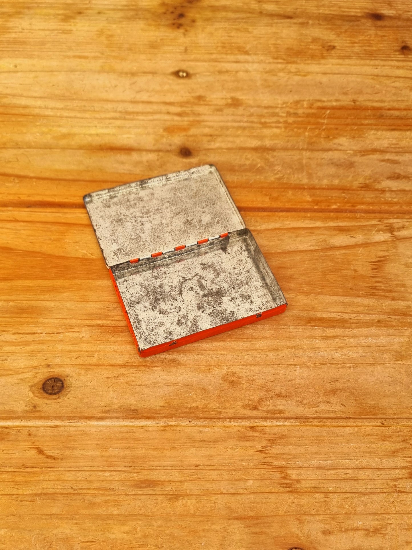 Boîte métal orange Humex kinaldine vintage les kitscheries brocante en ligne