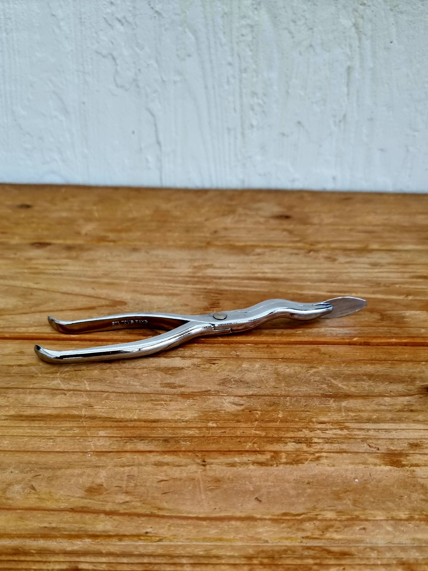 Pince à huîtres ancienne avec emballage d’origine illustré