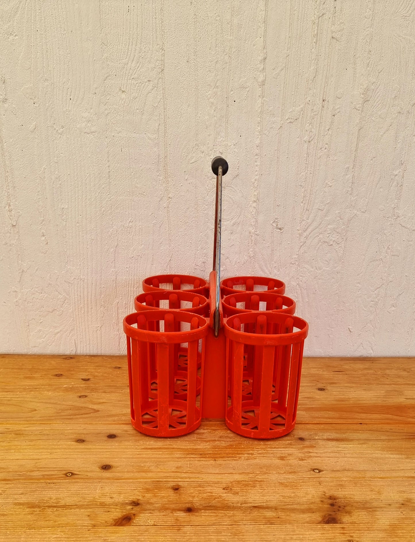 Porte-bouteilles en plastique orange 60's