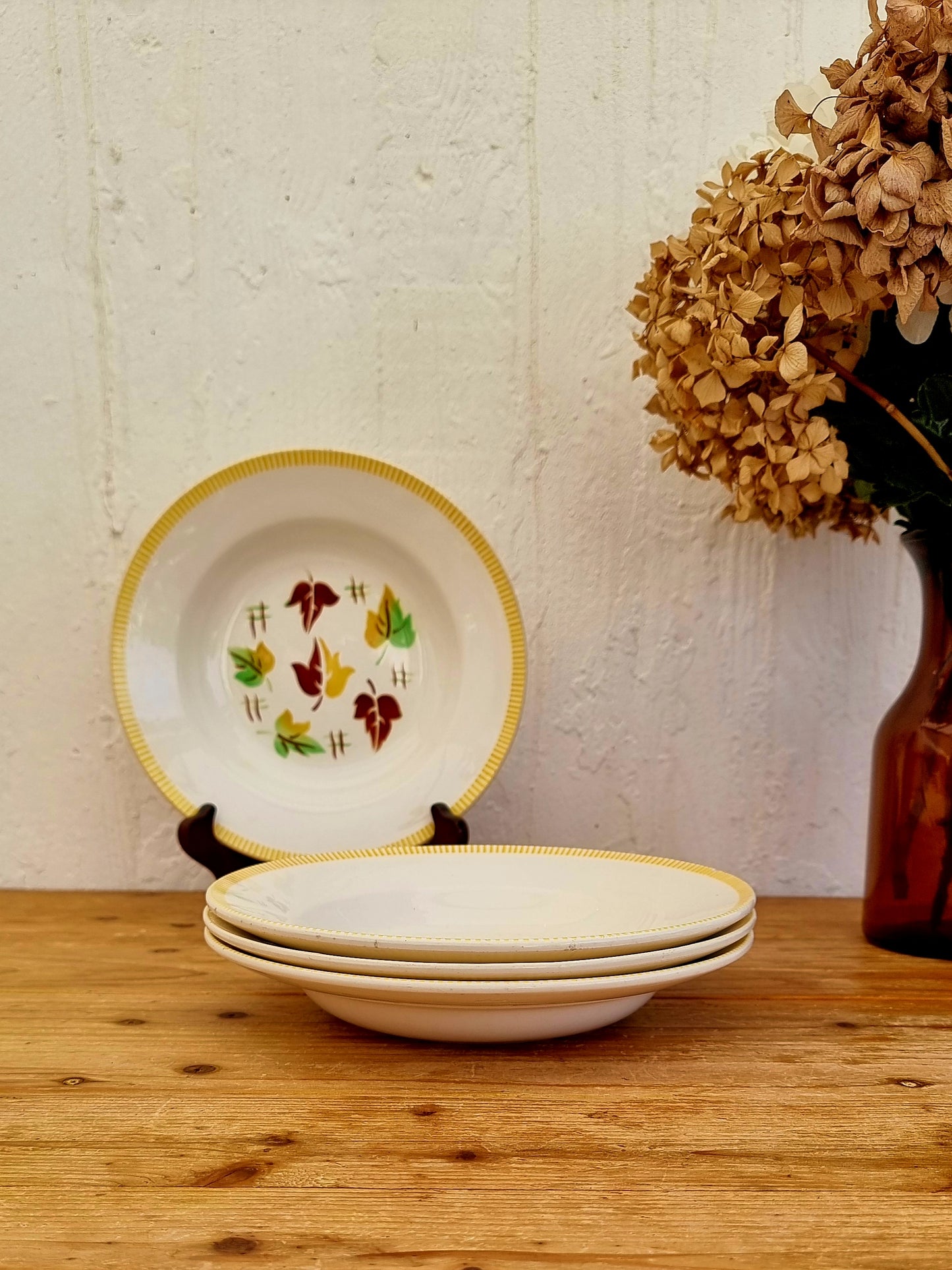 Lot de 4 assiettes creuses Digoin Sarreguemines modèle Sirocco les kitscheries brocante en ligne