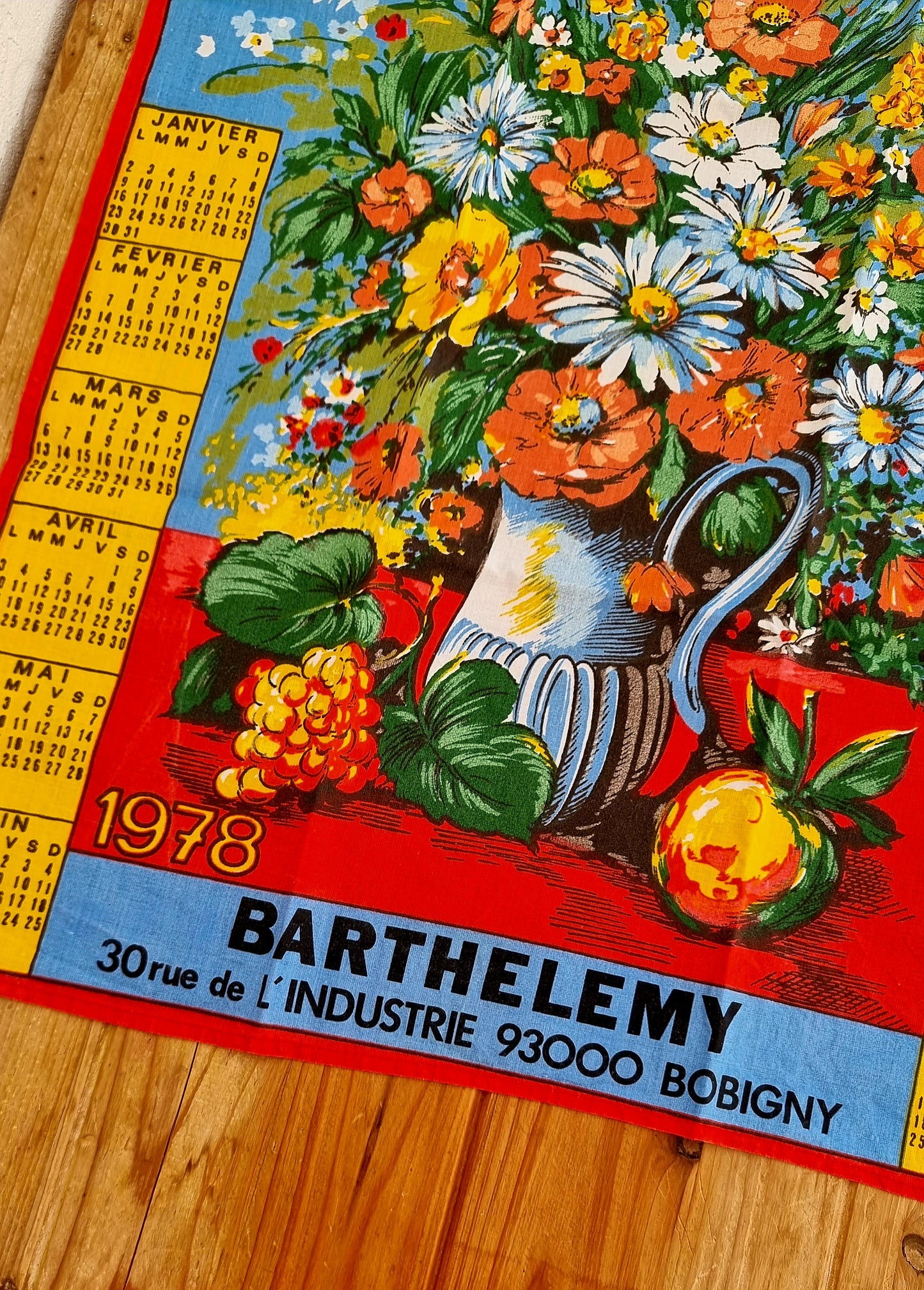 Torchon calendrier fleurs de 1978 les kitscheries brocante en ligne