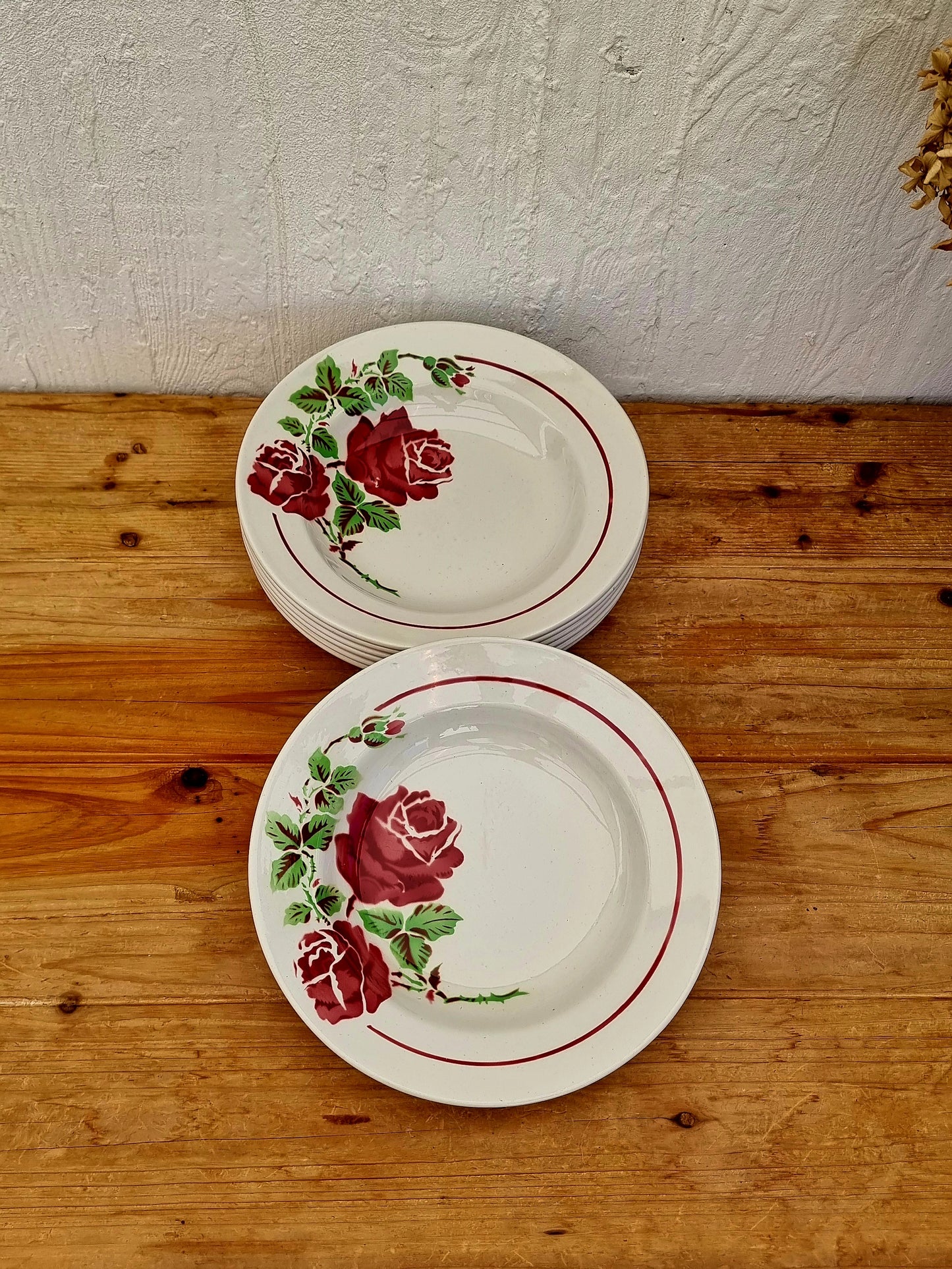 Lot de 7 assiettes creuses K&G Lunéville modèle Yvonne les kitscheries brocante en ligne