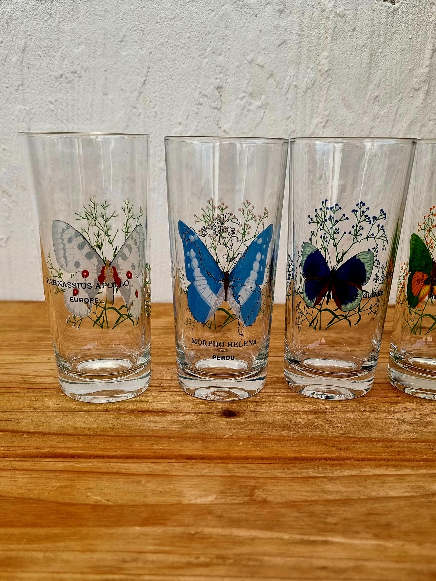 Lot de 6 verres à orangeade motif papillon vintage les kitscheries