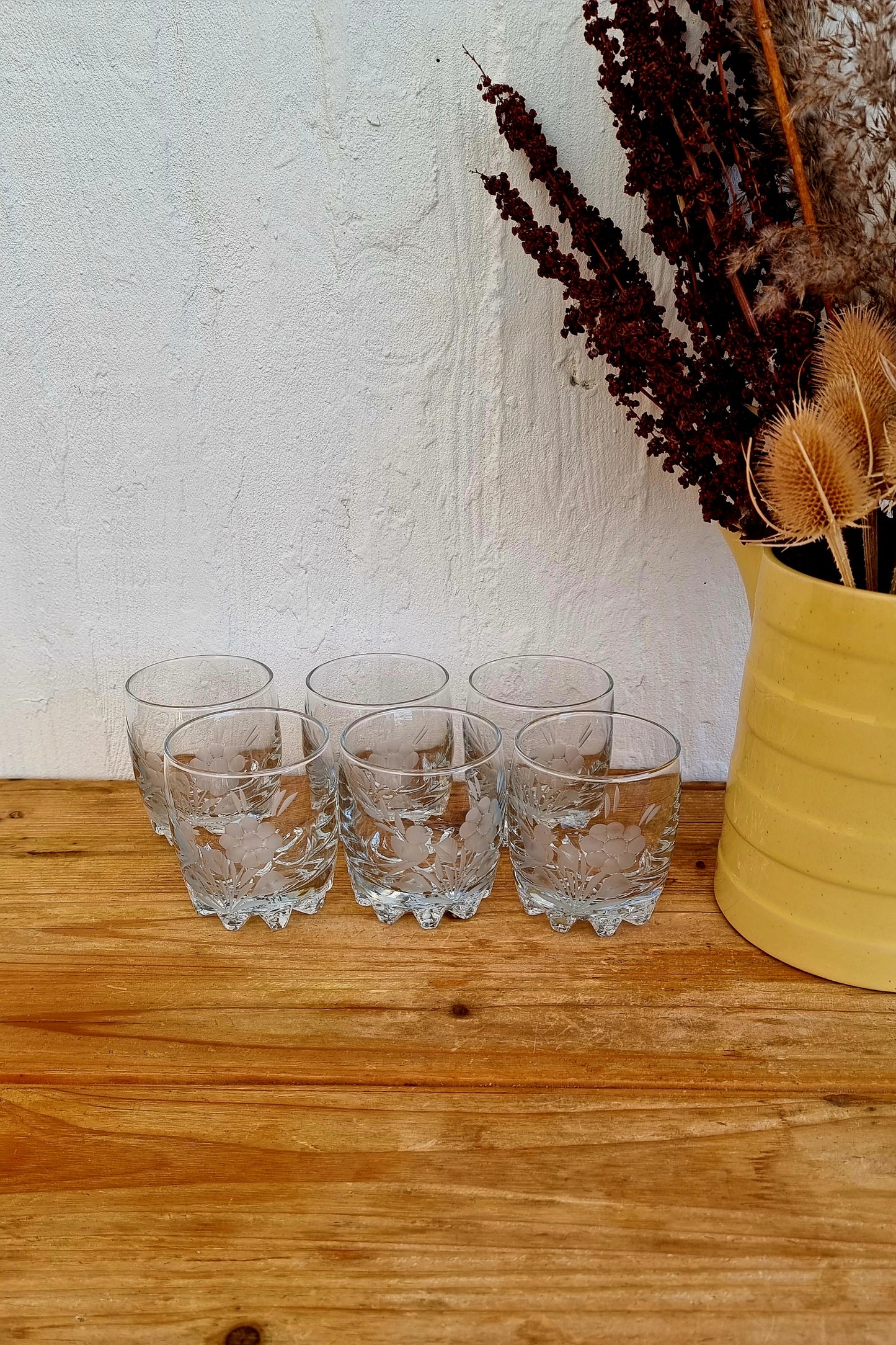Lot de 6 verres gravé vintage les kitscheries