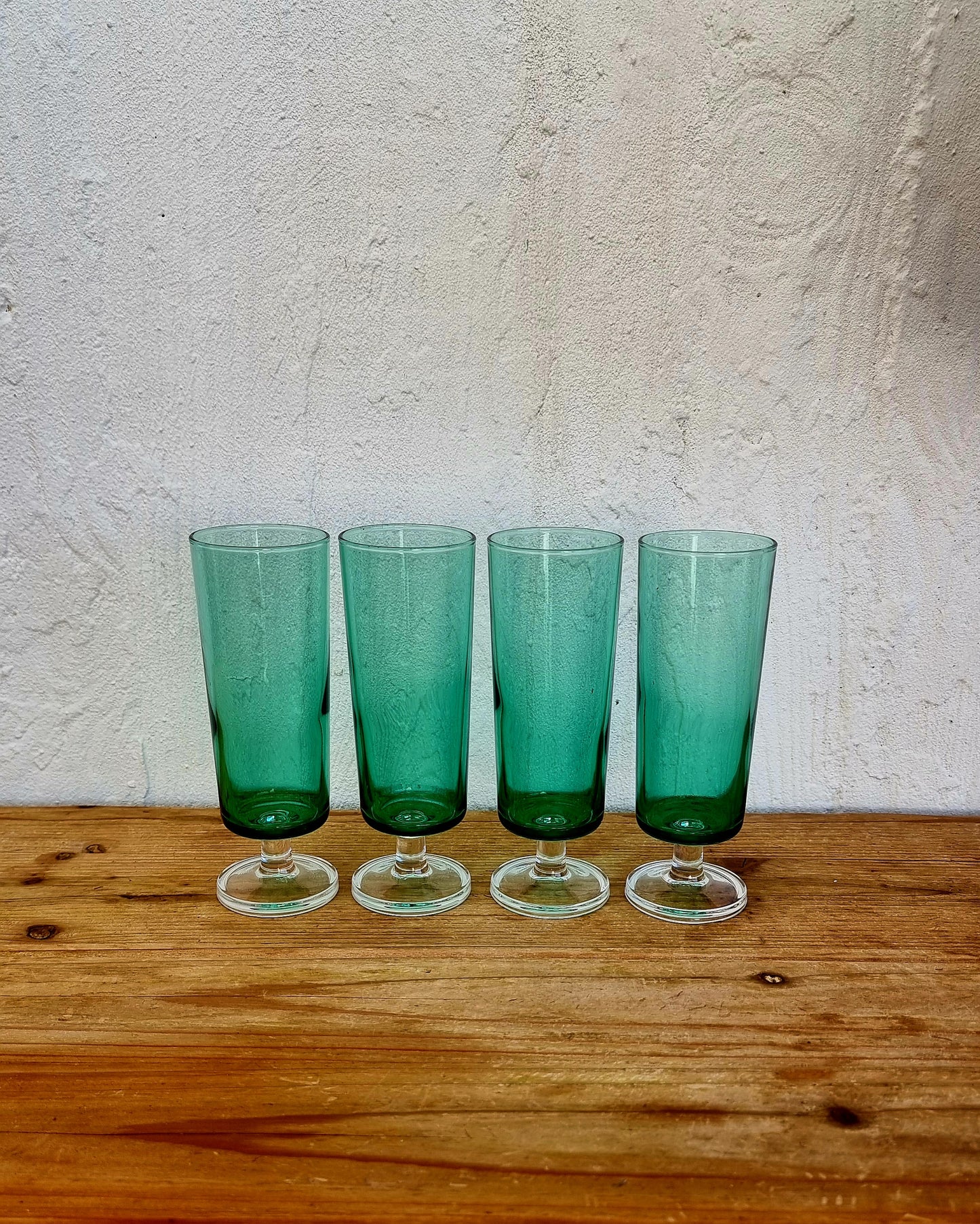 Flûtes à champagne Luminarc Cavalier verre vert vintage lot de 4