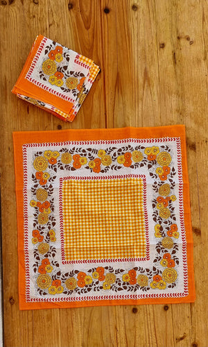Lot de 5 serviettes de table seventies orange les kitscheries brocante en ligne