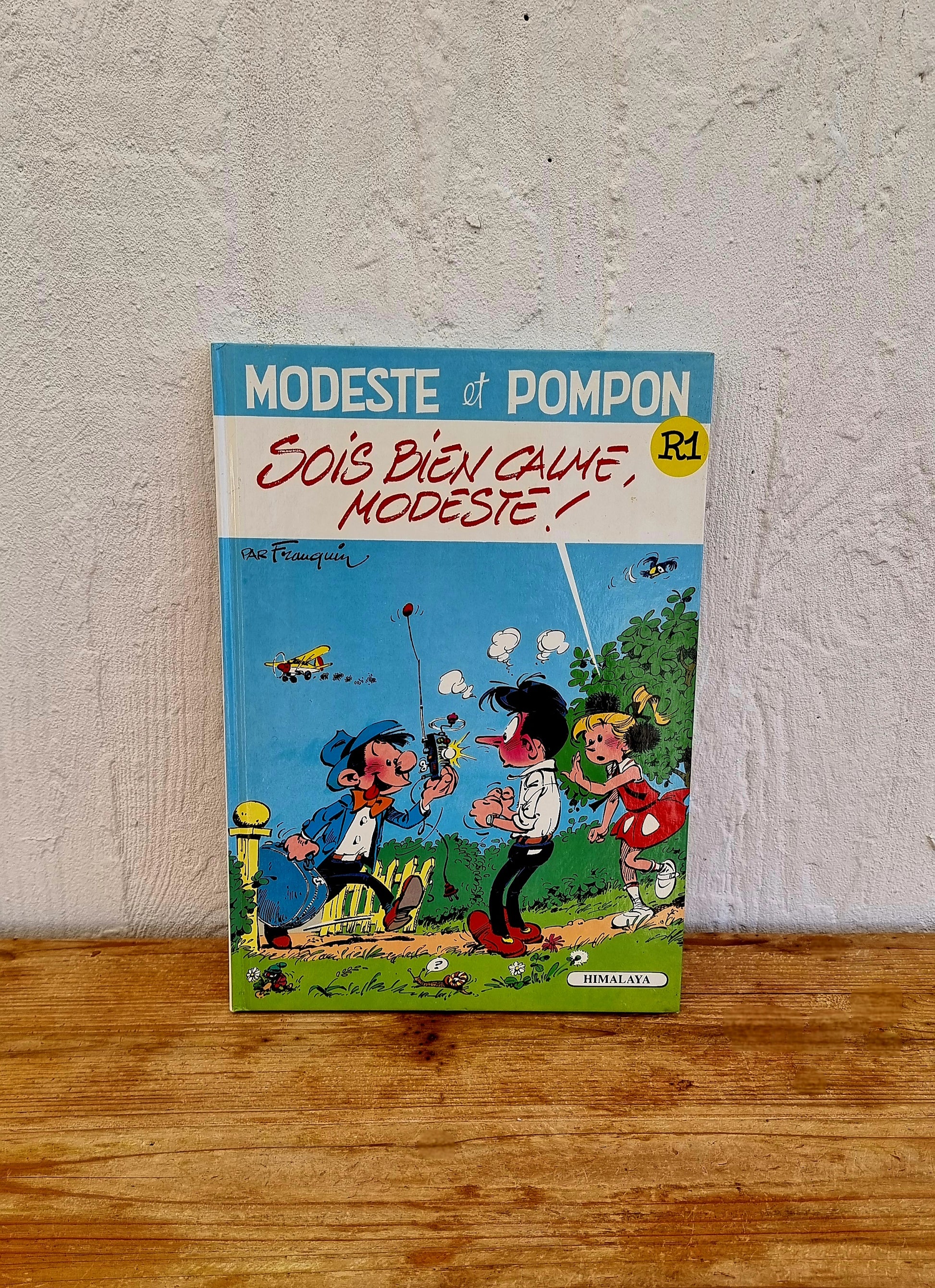 Bande dessinée vintage Modeste et Pompon Sois bien calme Modeste par Franquin, édition Himalaya 1989