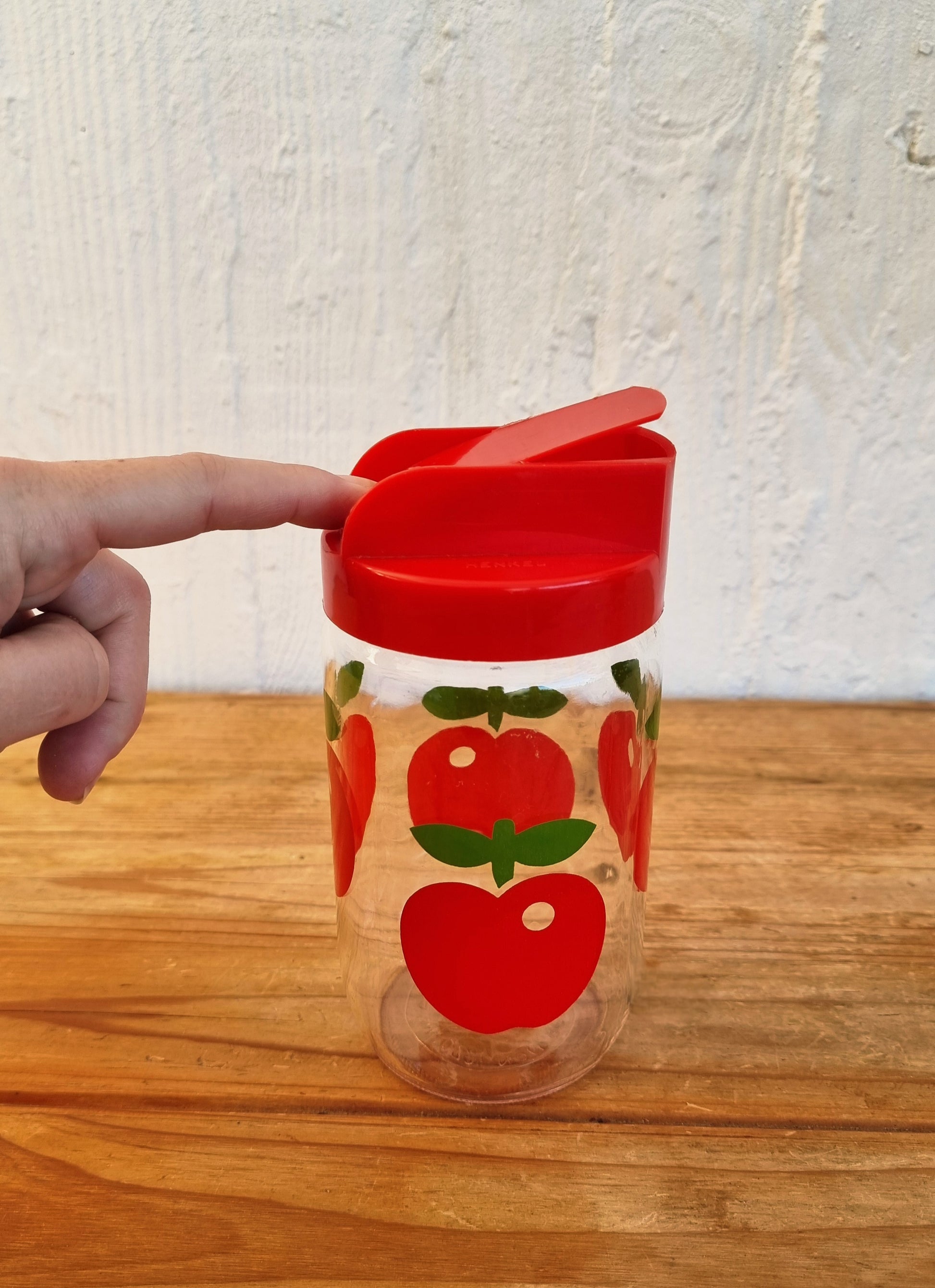 bocal henkel vintage pommes rouges verseur