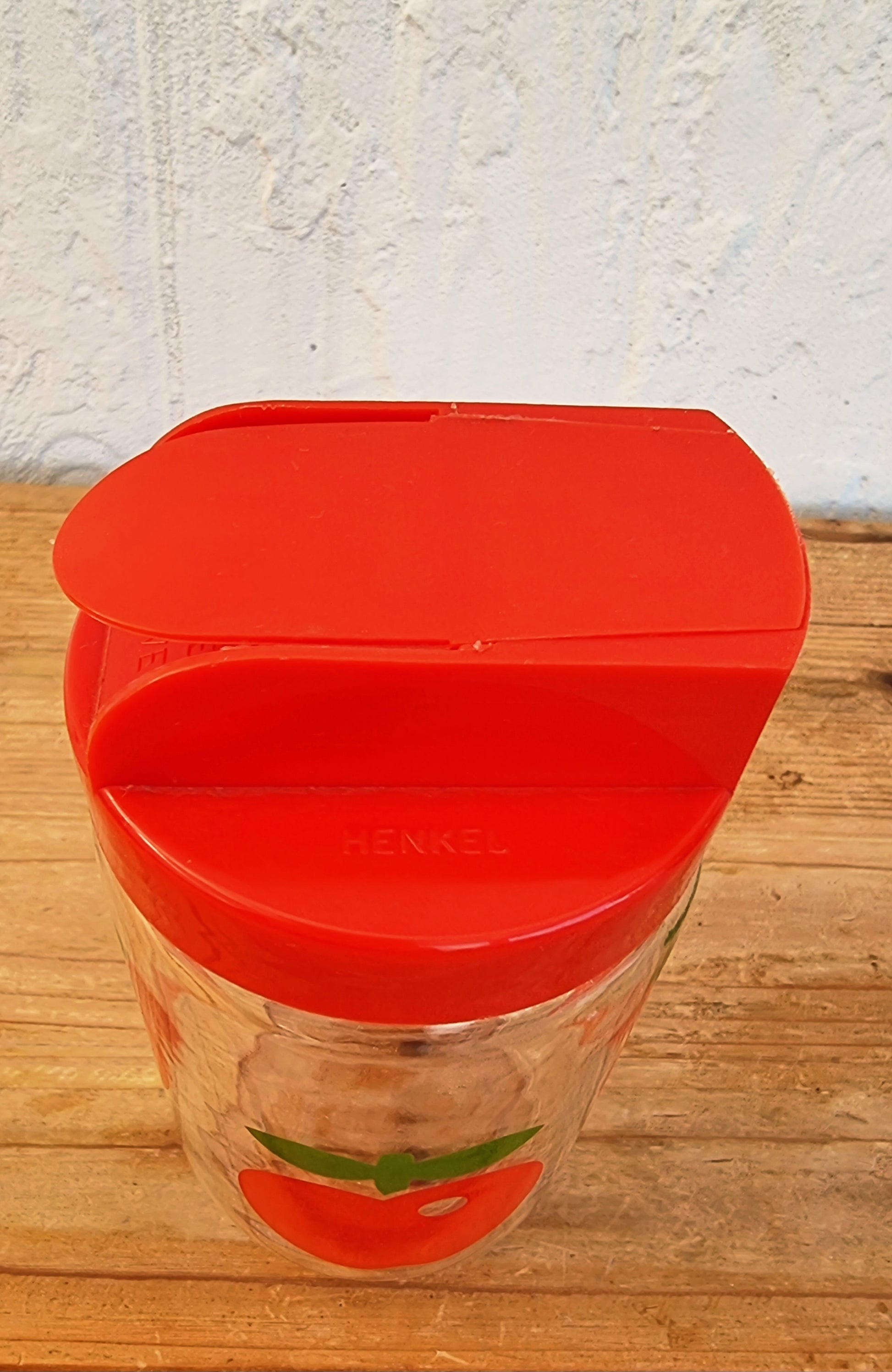 bocal henkel vintage pommes rouges verseur
