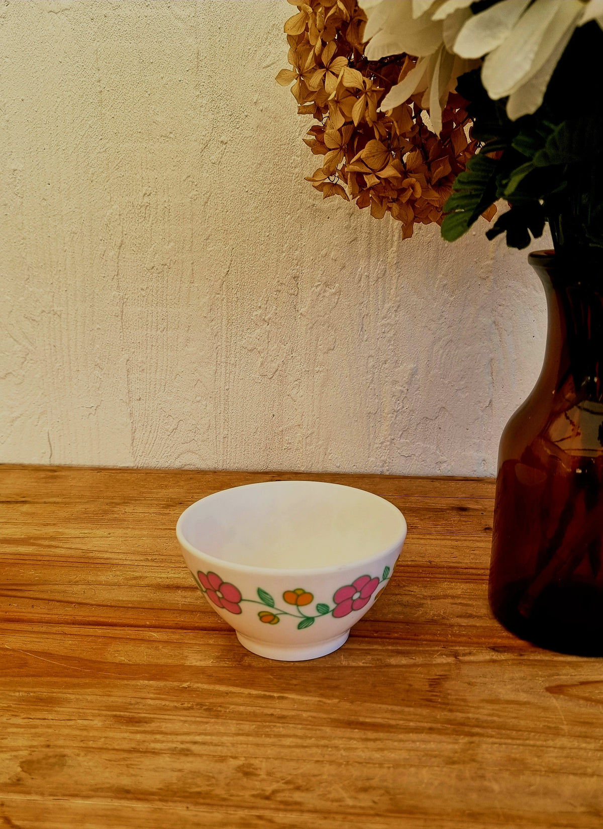 Bol vintage Melstar en mélamine fleurs pop années 70