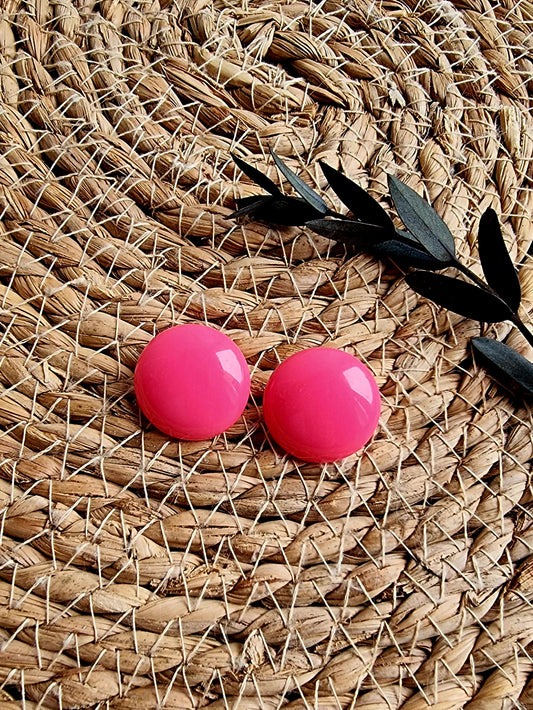 Boucles d’oreilles clips vintage roses des années 80 style rétro pop brillantes