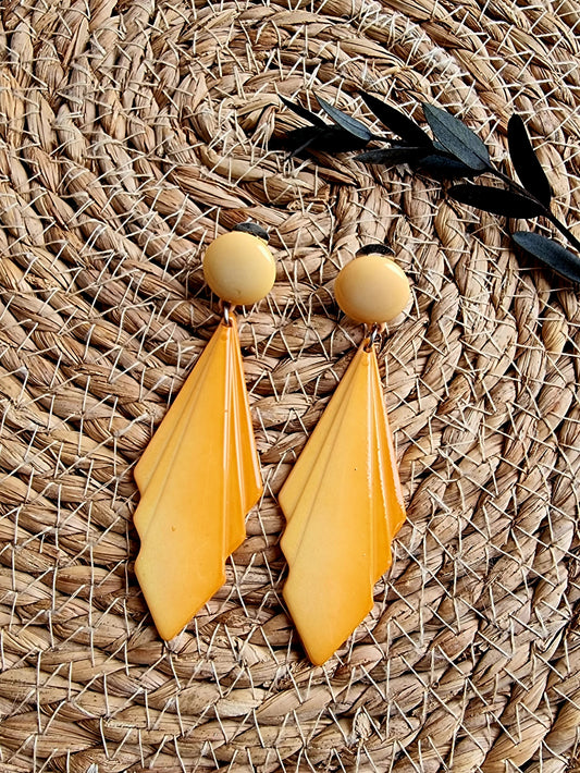 Boucles d’oreilles vintage à clips orange années 70