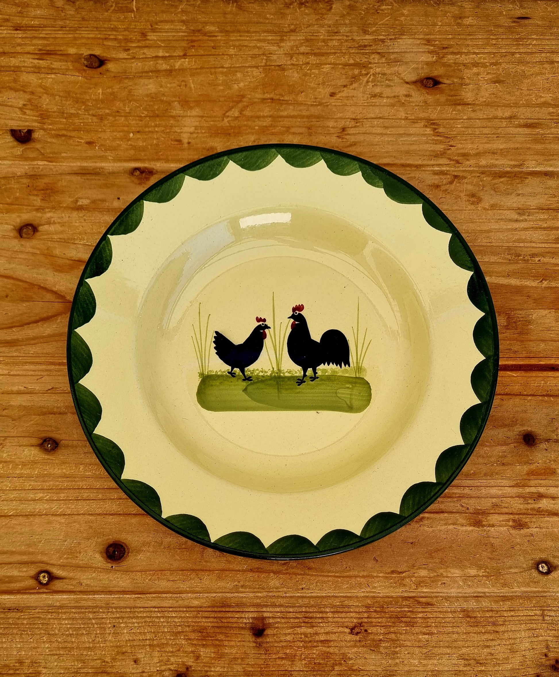 Ensemble de table Zeller Keramik Hahn & Henne avec décor coq et poule peint main, bols, assiettes et plateaux assortis