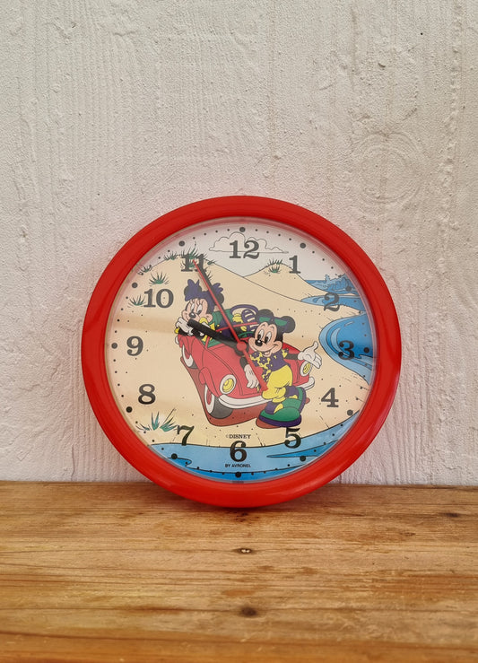 Horloge murale Mickey Disney Avronel vintage rouge cadran illustré