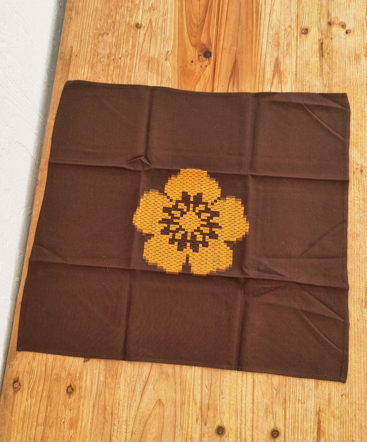Lot de 6 serviettes de table vintage marron et orange années 70