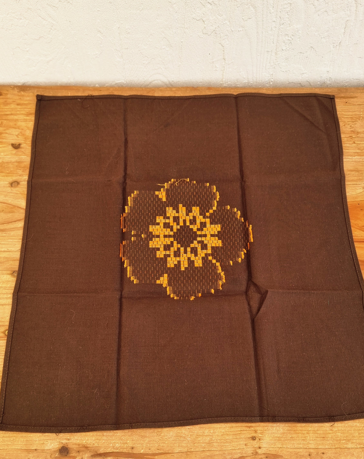 Lot de 6 serviettes de table vintage marron et orange années 70