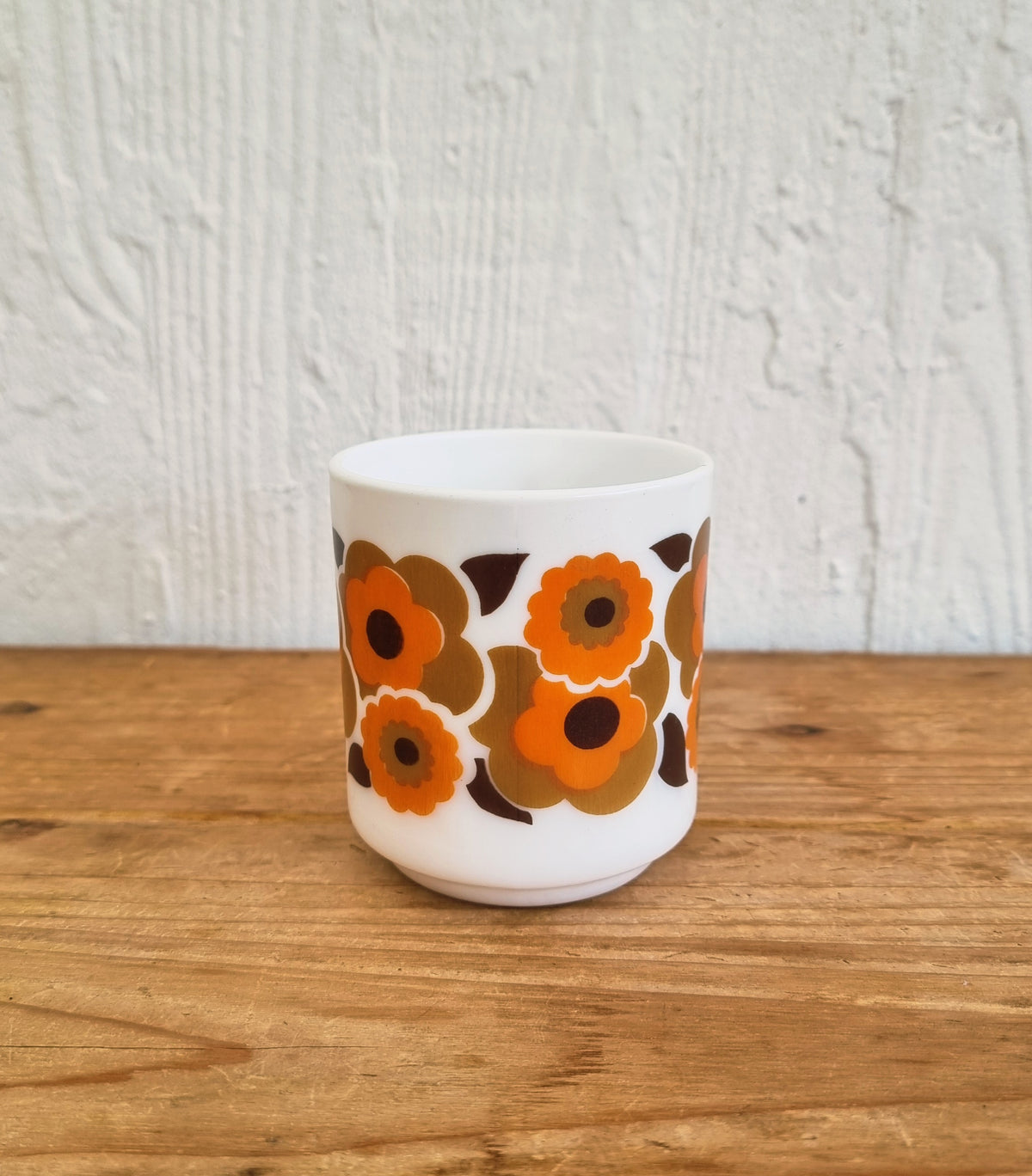 Mug Arcopal Lotus vintage fleurs orange années 70