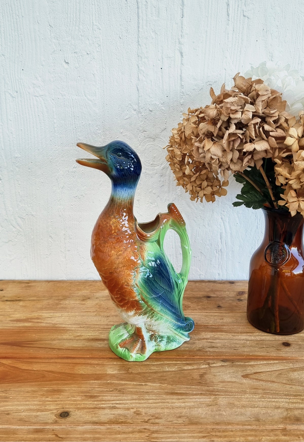Pichet canard Saint Clément n°7492 en barbotine vintage