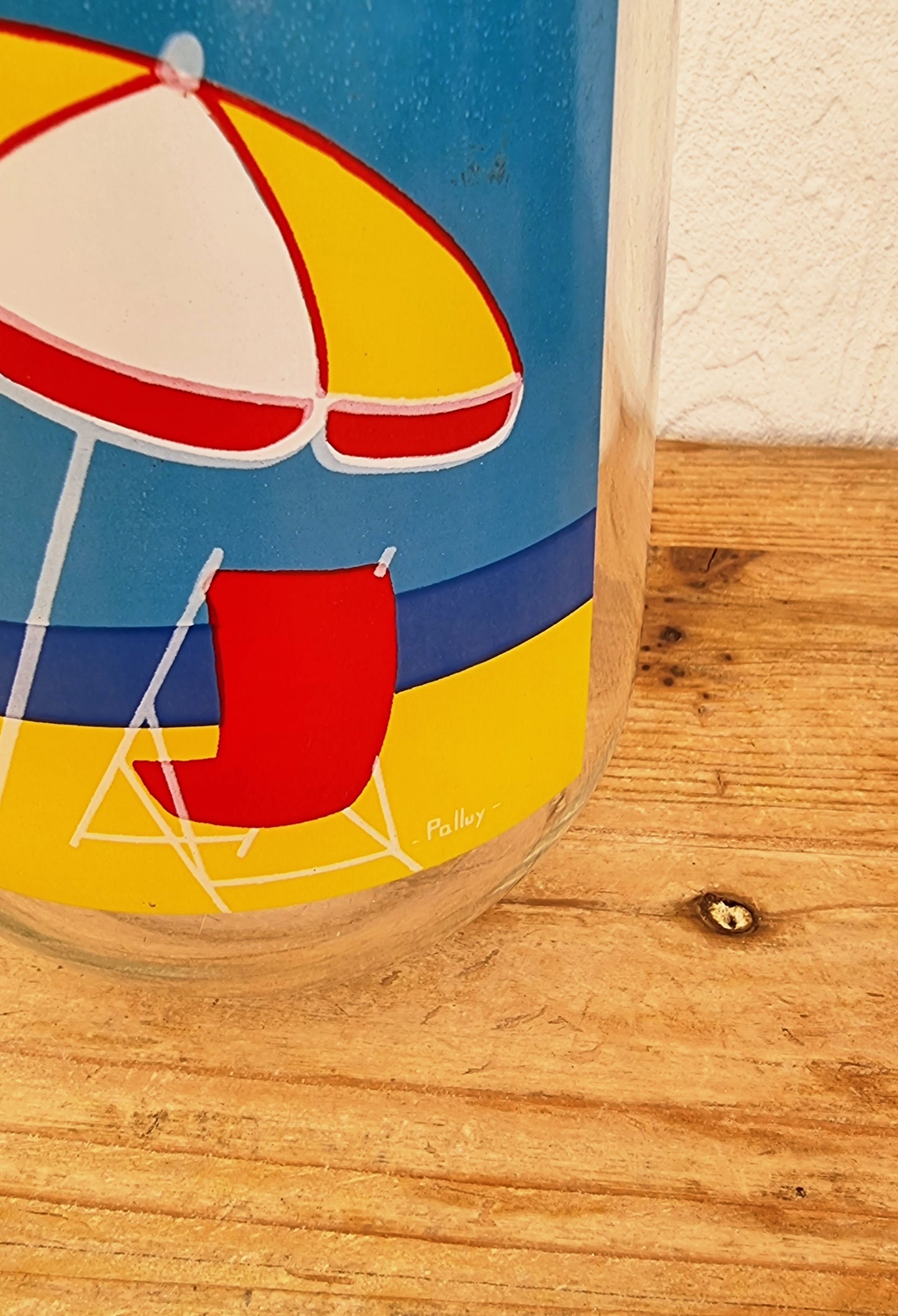 Pichet et verres vintage Palluy en verre esprit bord de mer