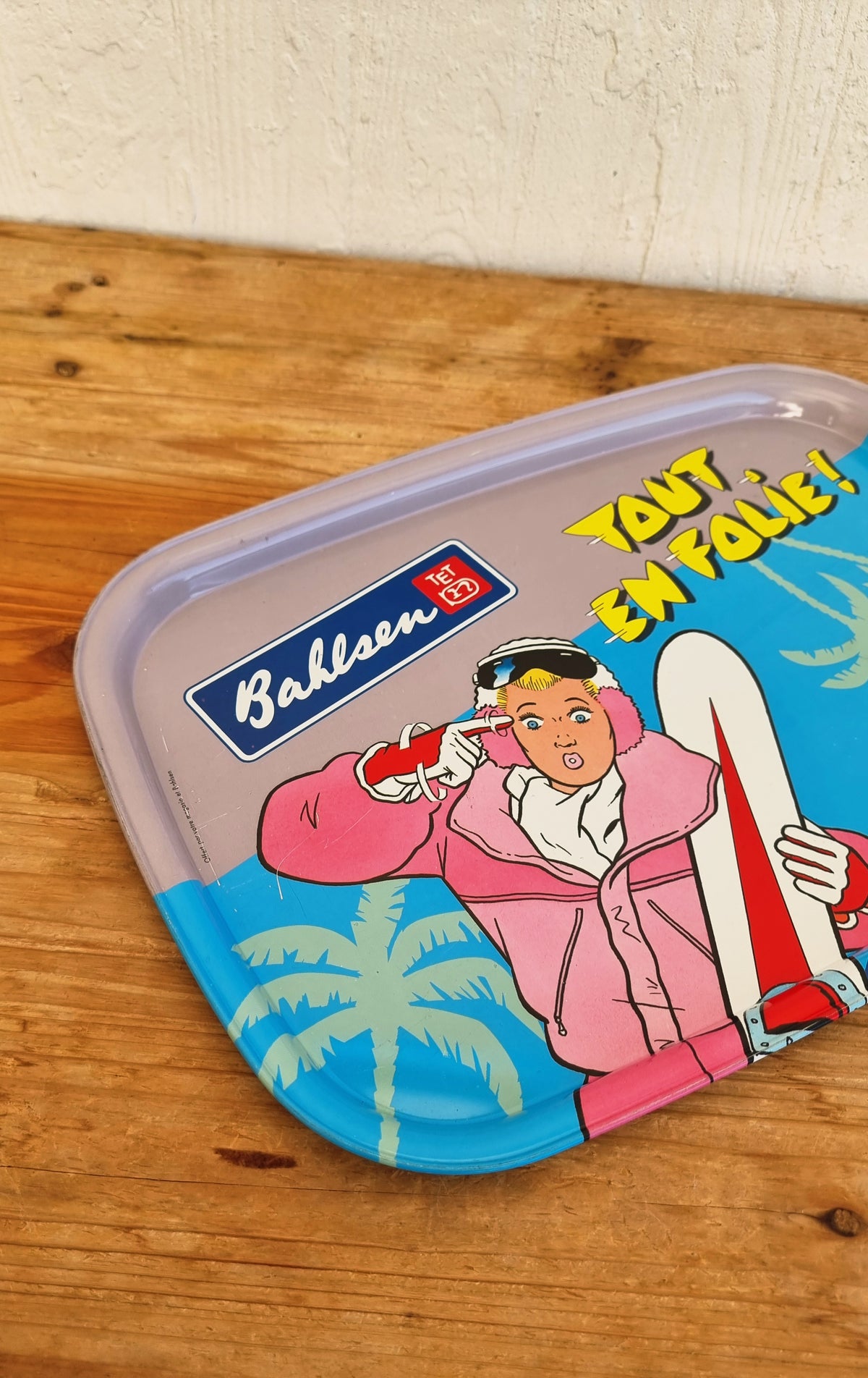 Plateau publicitaire Bahlsen Tout en folie en métal vintage années 80