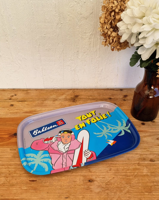 Plateau publicitaire Bahlsen Tout en folie en métal vintage années 80