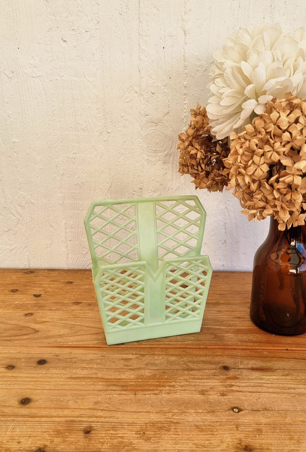 Rangement multifonction vintage en plastique vert pastel