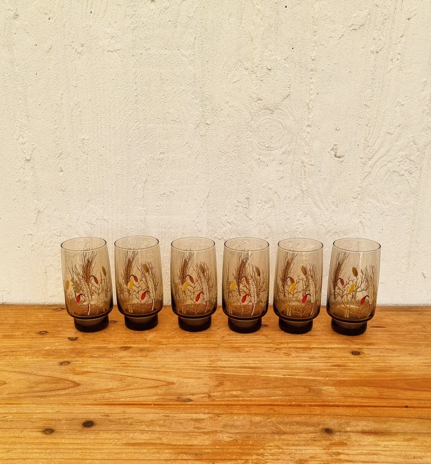 Service à orangeade vintage J.G. Durand Tivoli en verre fumé brun avec pichet et 6 verres