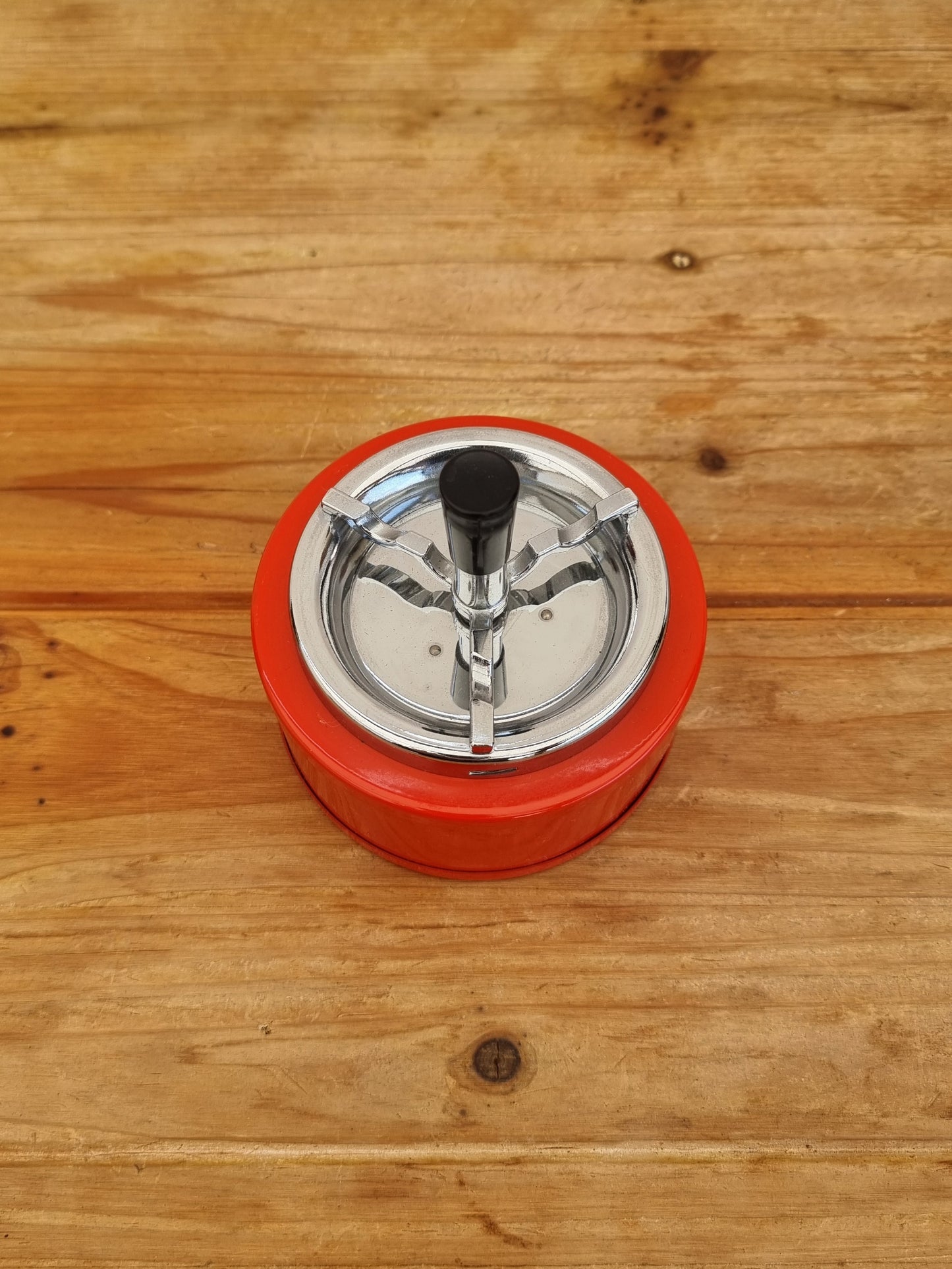 Service fumeur vintage orange Soveno Made in France style space age avec plateau cendrier briquet et porte-cigarettes années 70