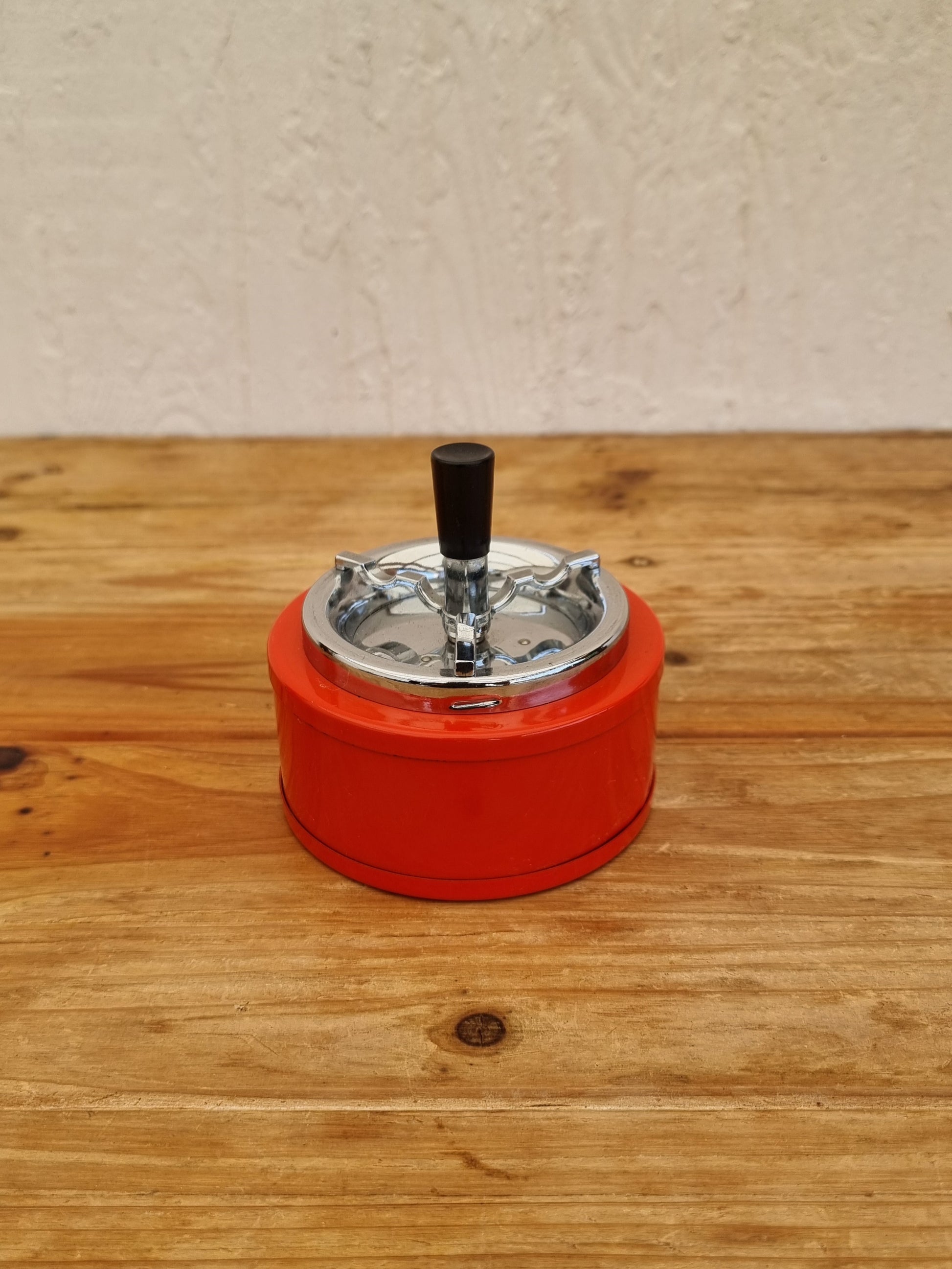 Service fumeur vintage orange Soveno Made in France style space age avec plateau cendrier briquet et porte-cigarettes années 70