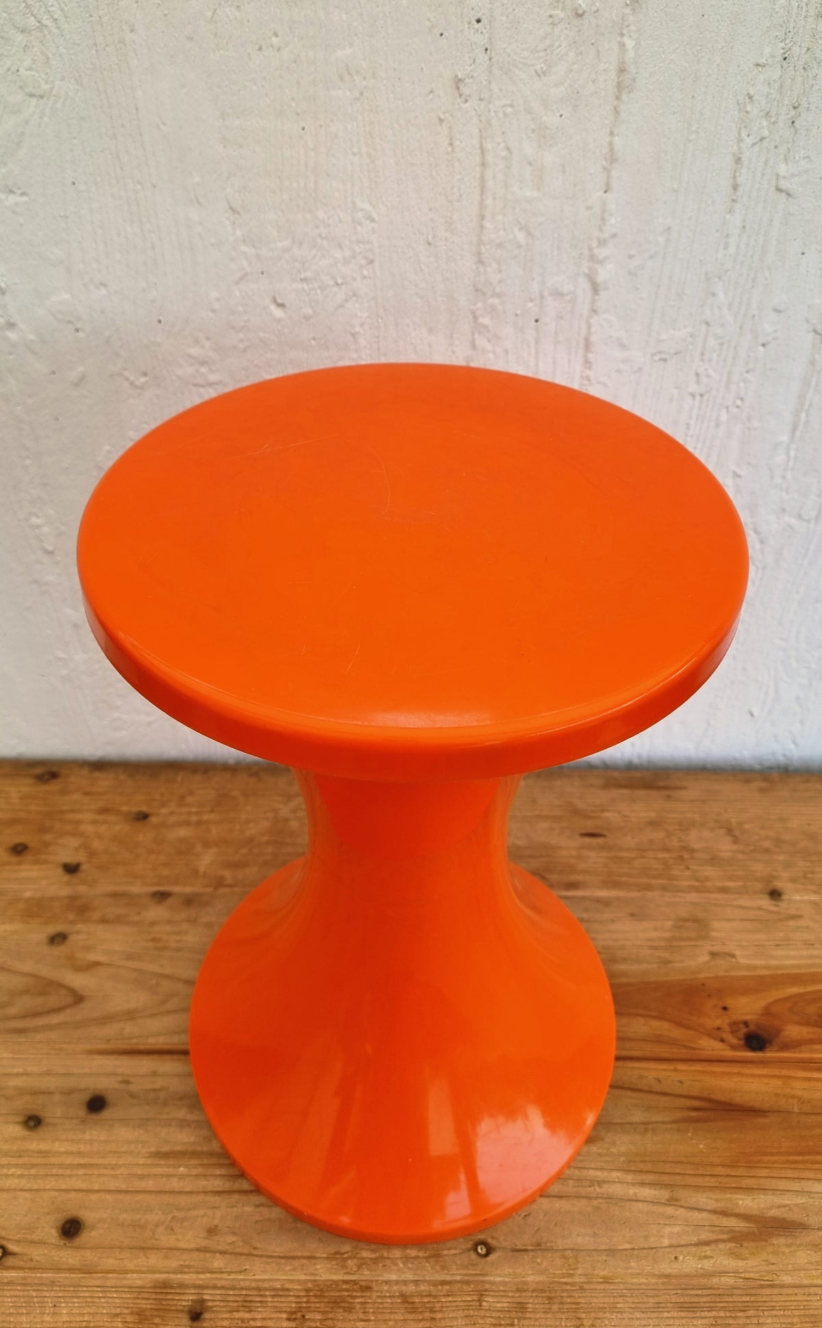 Tabouret vintage orange en plastique style Space Age années 70