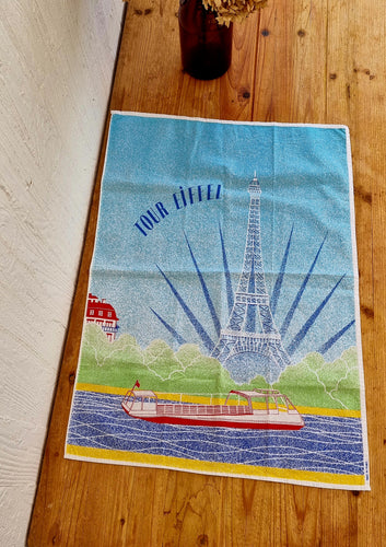 Torchon Tour Eiffel vintage les kitscheries brocante en ligne