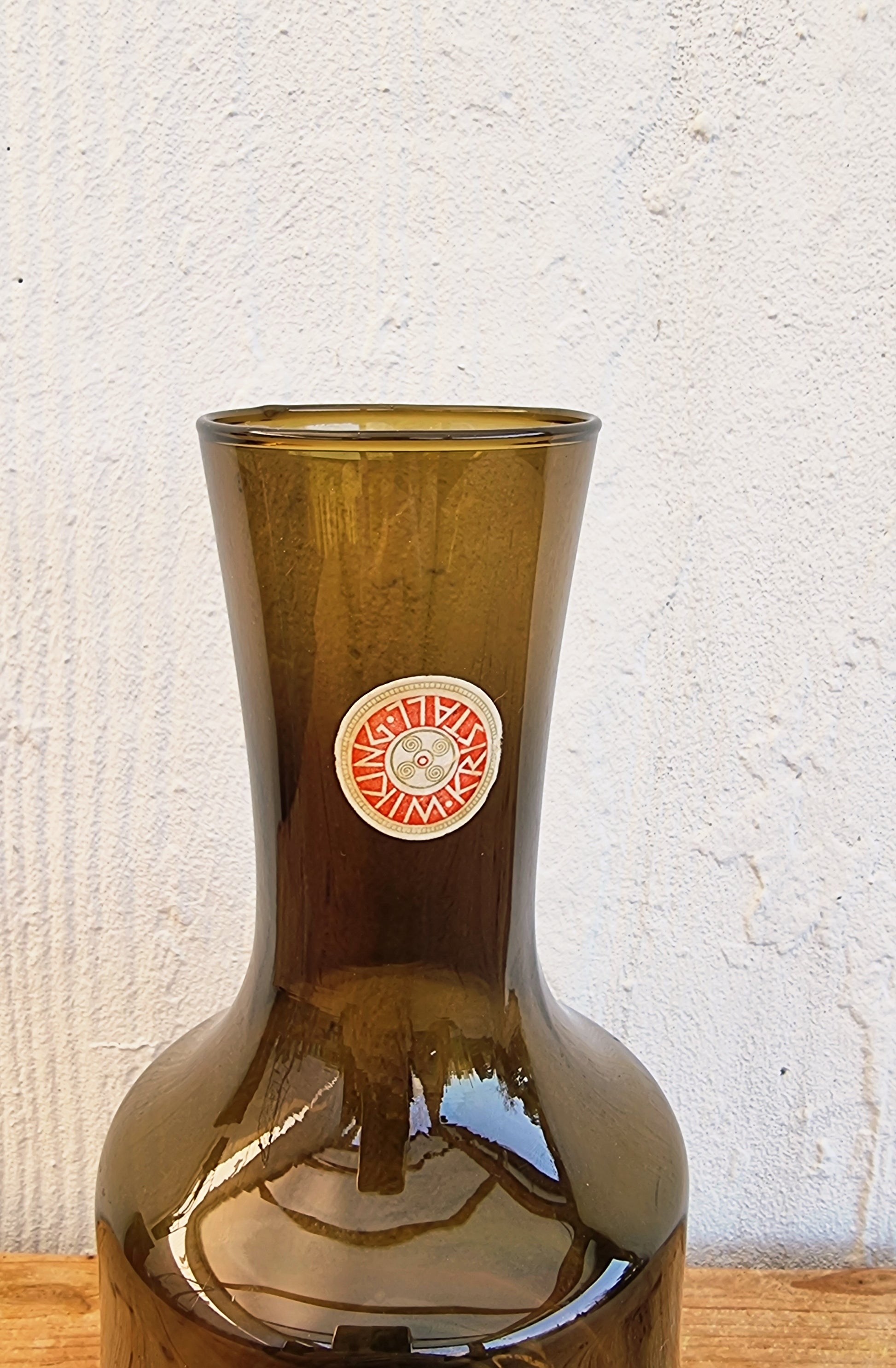 Vase vintage verre fumé Kristall Wiking design scandinave années 70