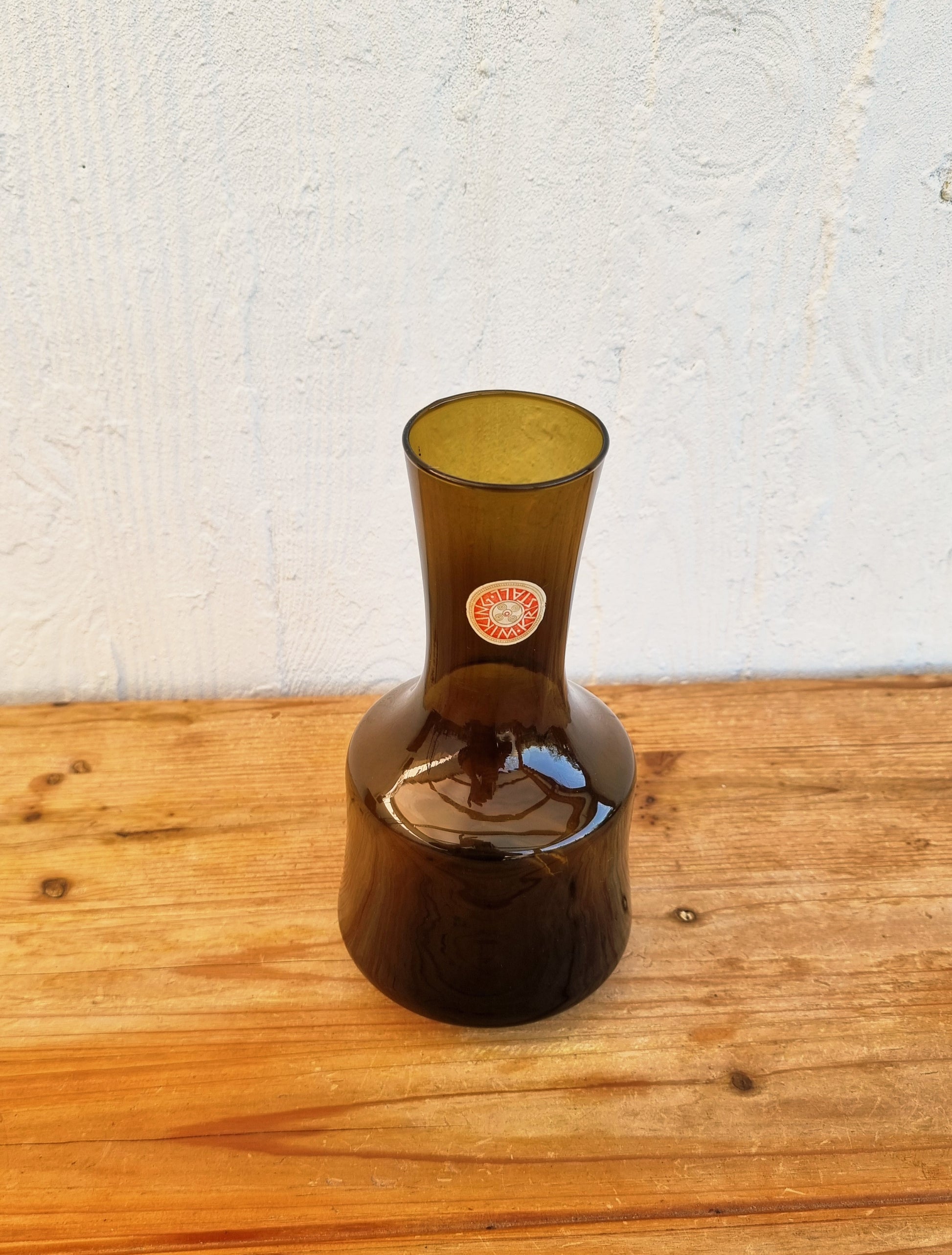 Vase vintage verre fumé Kristall Wiking design scandinave années 70